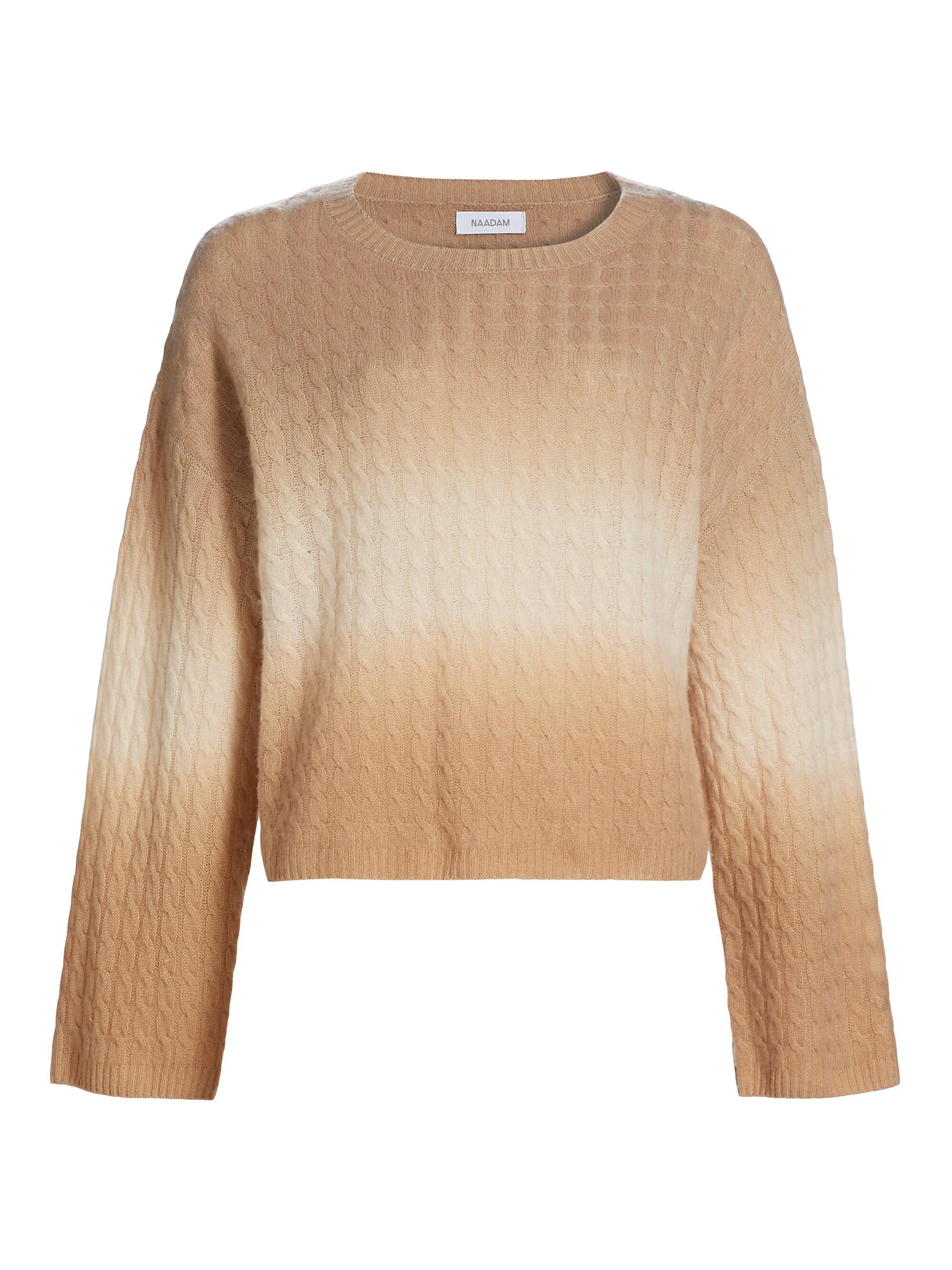 Naadam Women's Cashmere Dip-Dye Crewneck Sweater - Tan Combo