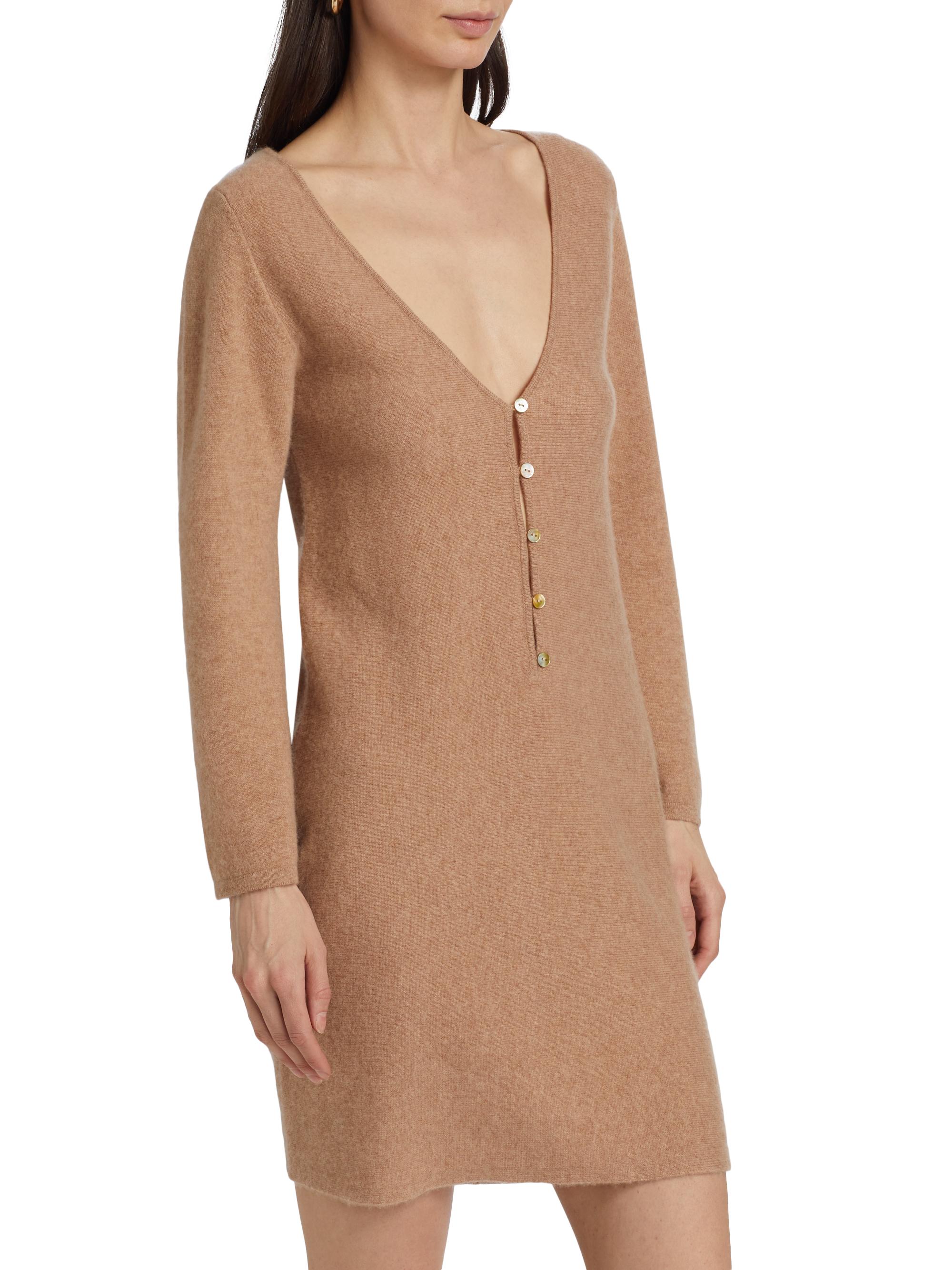 Naadam Cashmere V-Neck Minidress | Saks Fifth Avenue