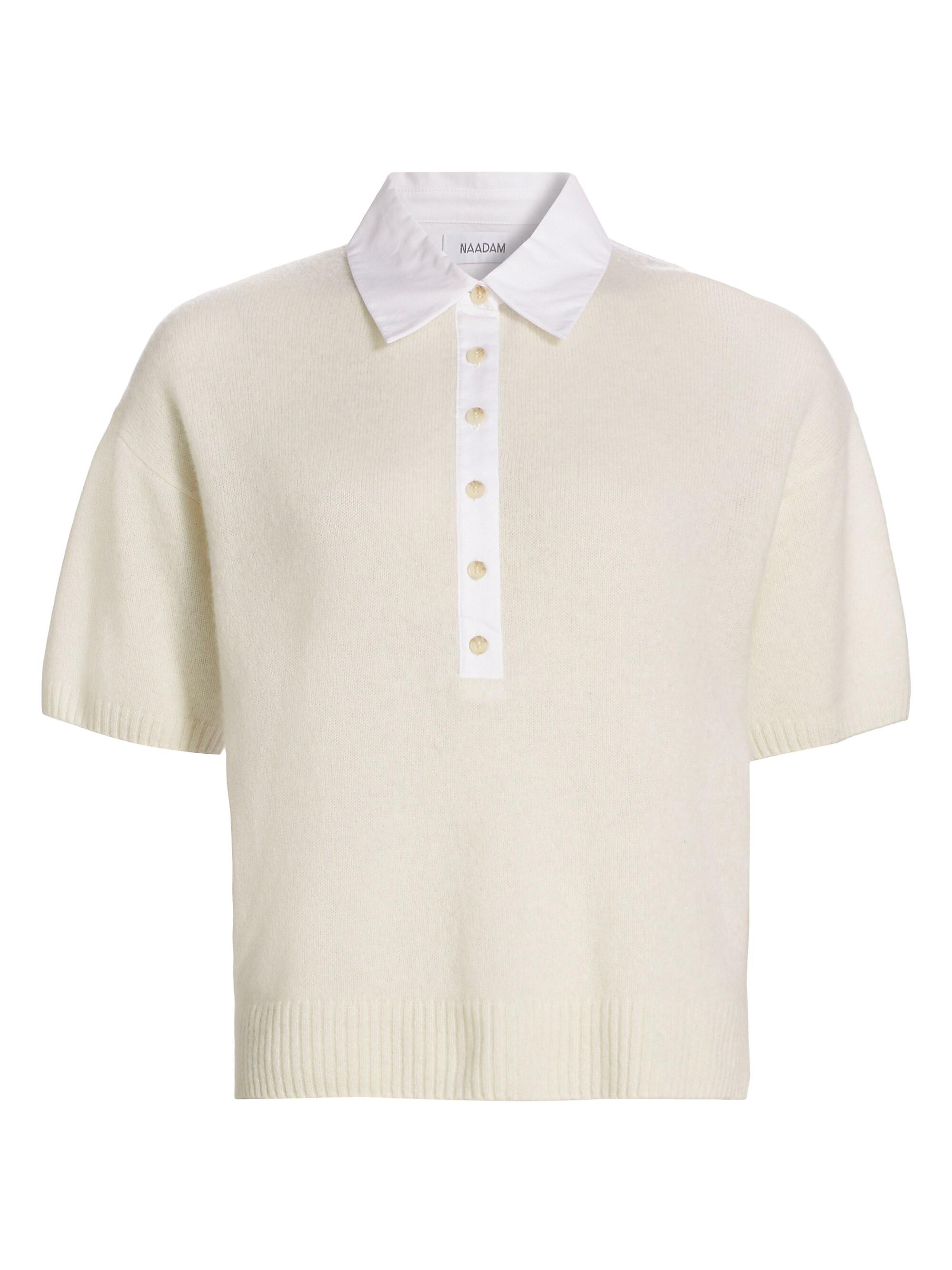 Naadam Women's Hybrid Short-Sleeve Polo Top - Talc
