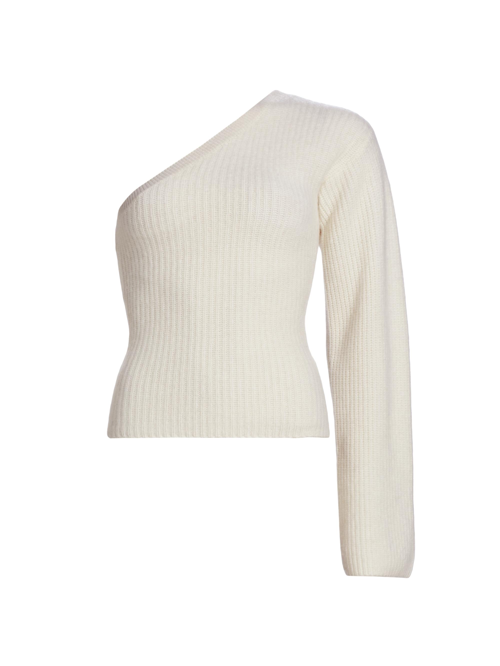 Naadam Women's Rib-Knit Cashmere One-Shoulder Top - White