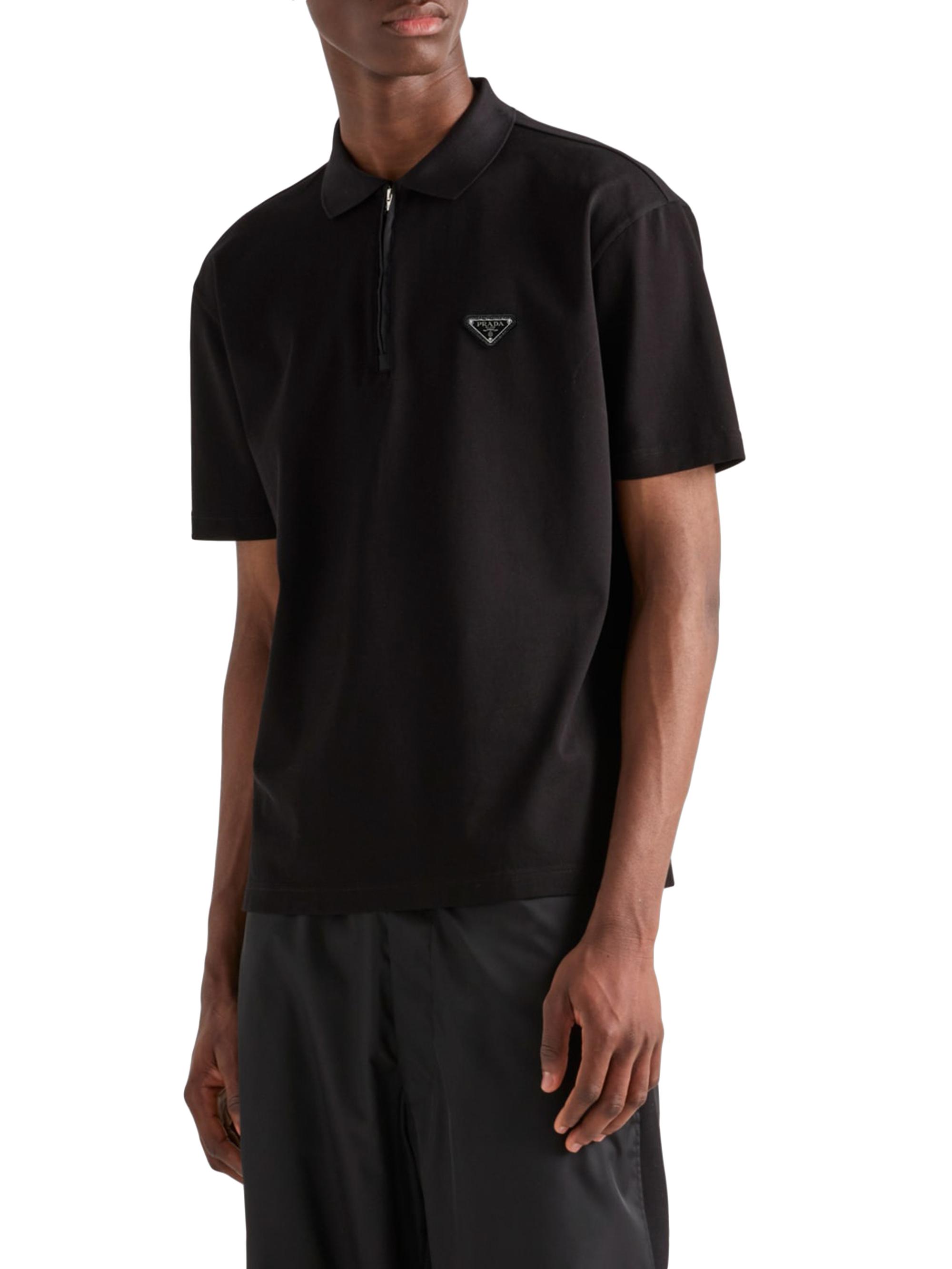 Prada Piqué Polo Shirt with Re-Nylon Details | Saks Fifth Avenue