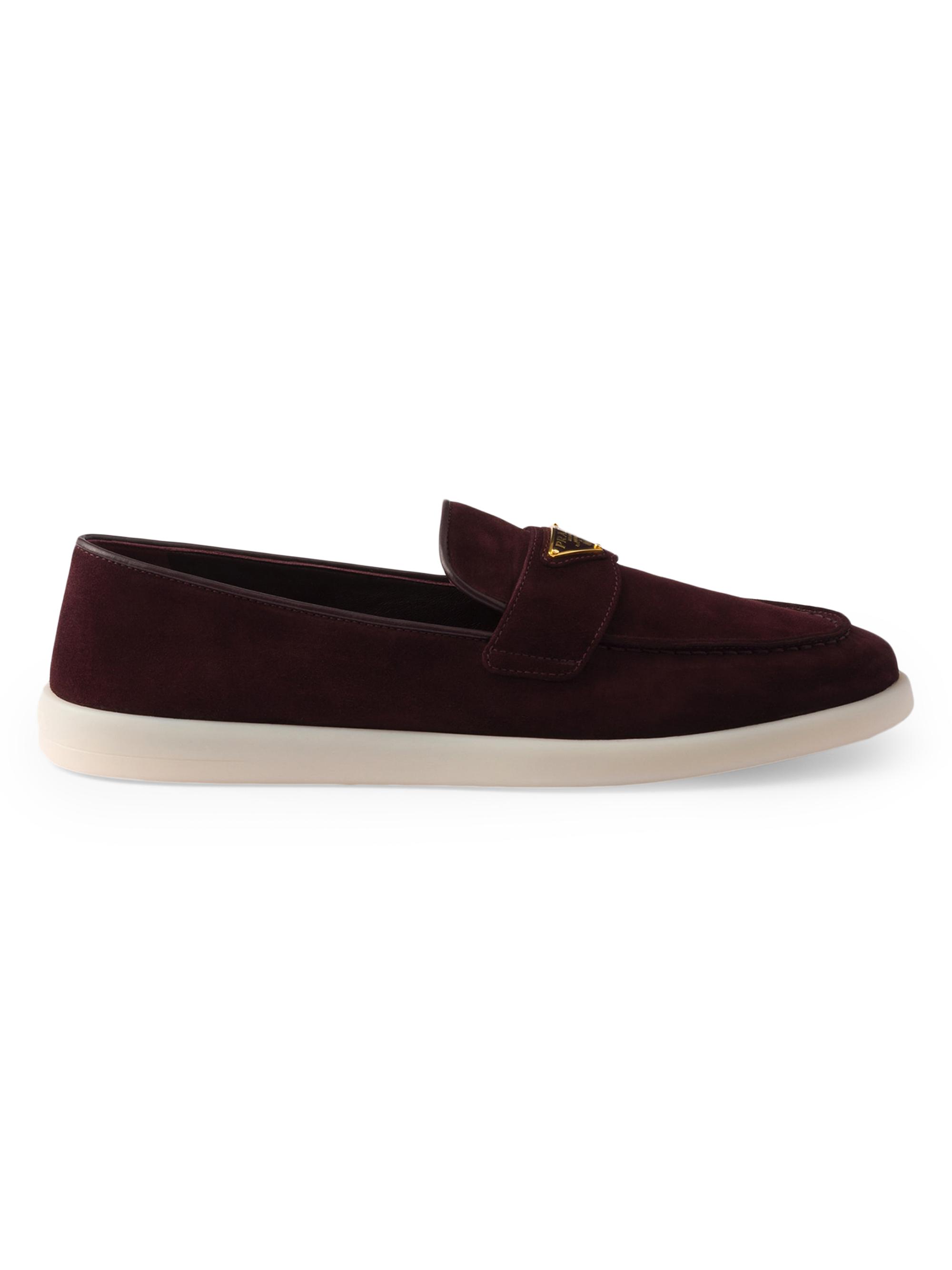 Prada Women's Suede Loafers - Dark Red