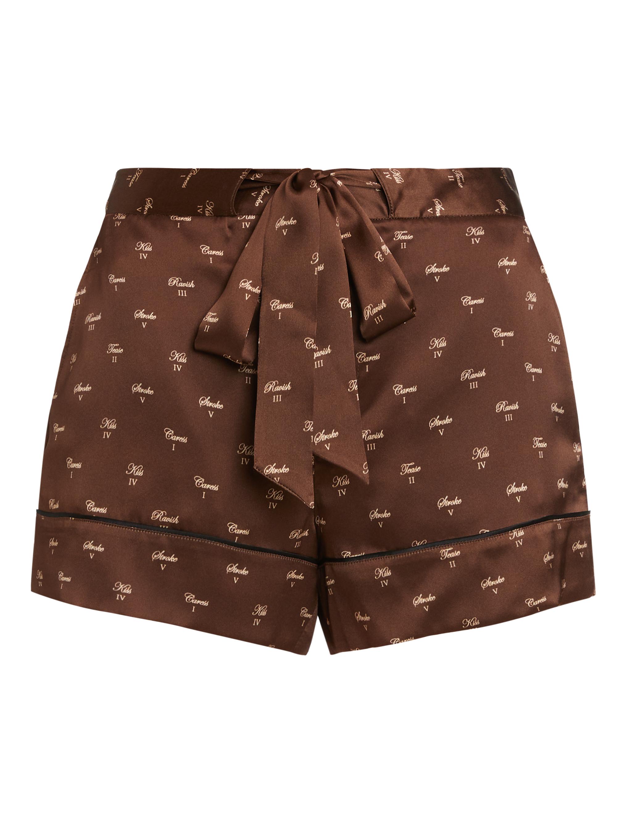 Kiki de Montparnasse Women's Kiki Silk Tie-Up Lounge Shorts - Mink Print