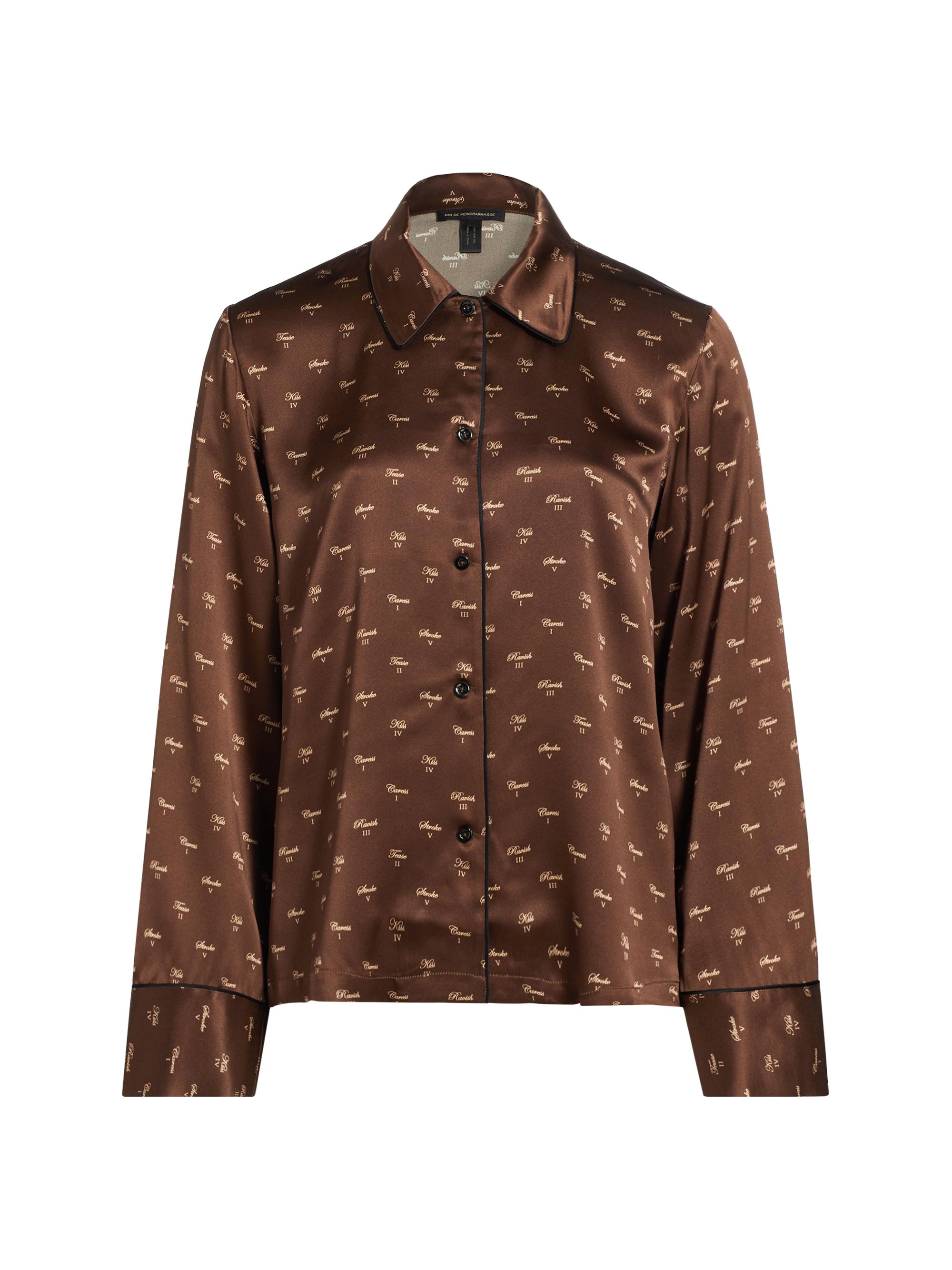 Kiki de Montparnasse Women's Kiki Printed Silk Lounge Top - Mink Print