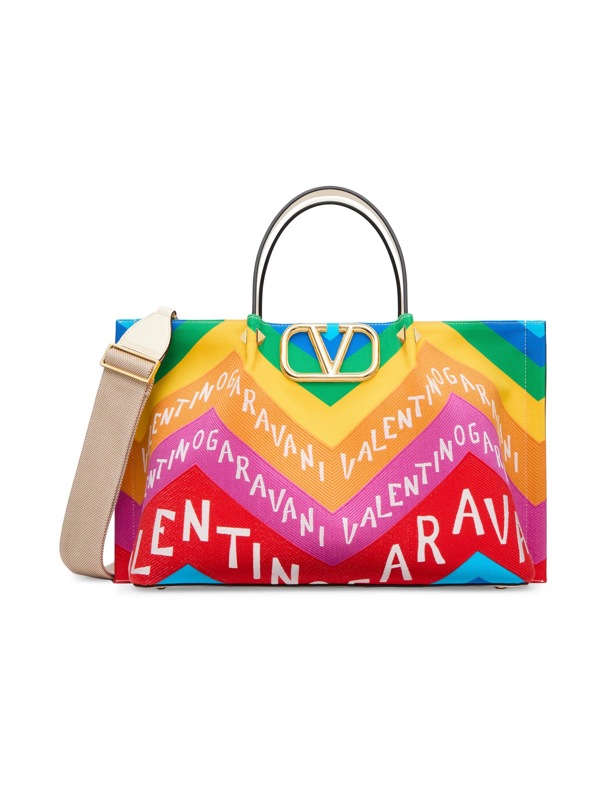 Valentino Garavani Women's Escape  Shopping Bag in Canvas with Chevron Print24 - Women's Bags