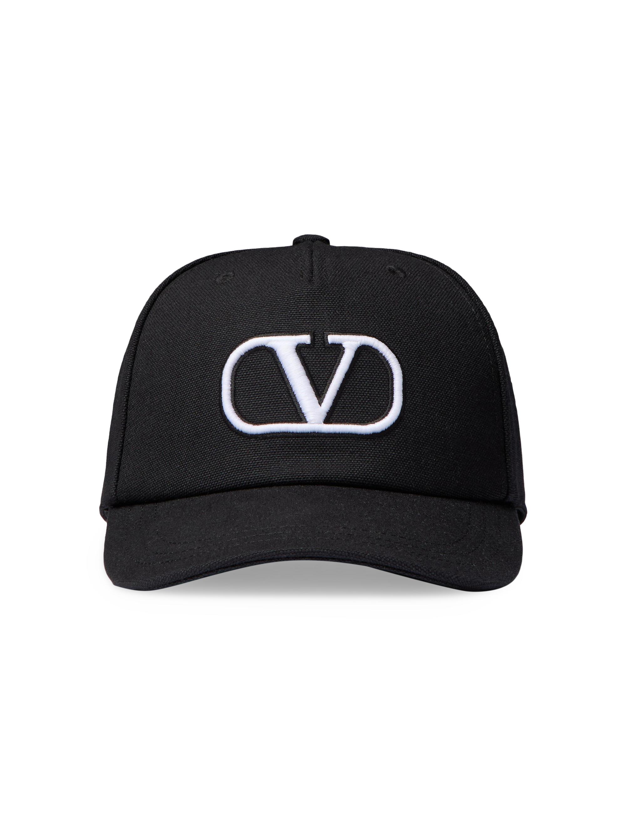 Valentino Garavani Men's VLogo Signature Cotton Baseball Cap with VLogo Embroidery - Black