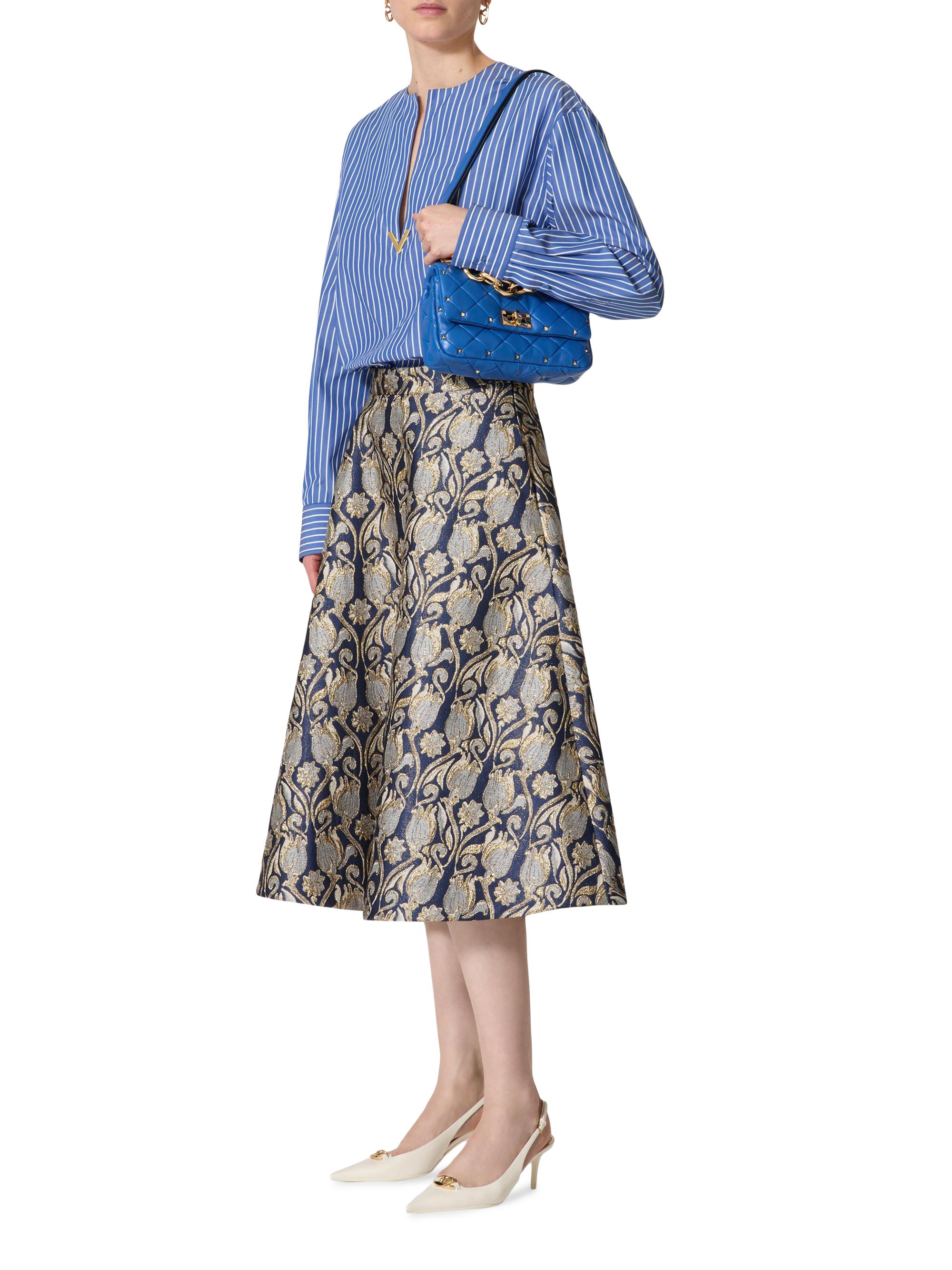 Valentino Garavani Metamorphos Tulips Brocade Midi Skirt | Saks