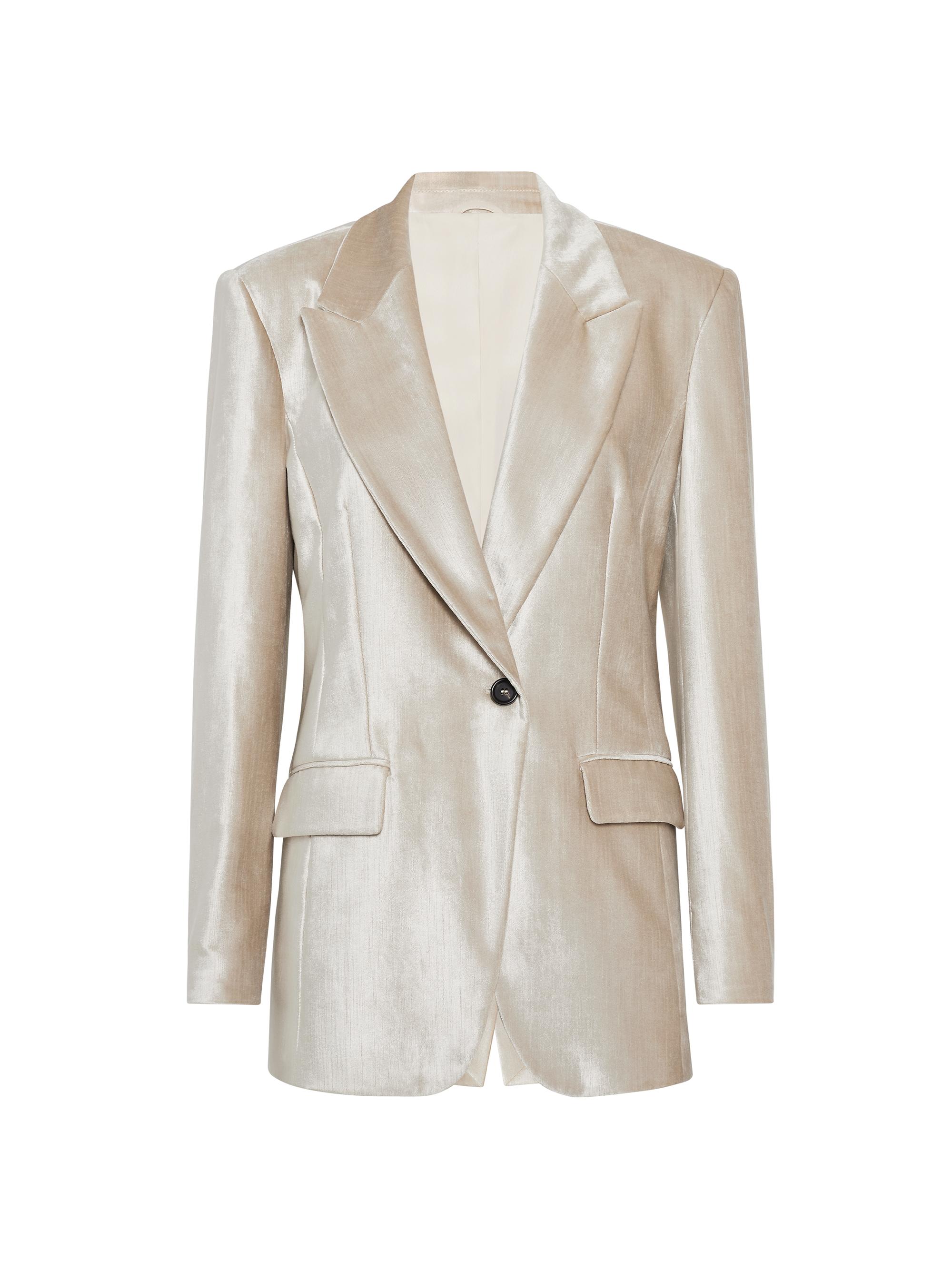 Brunello Cucinelli Women's Cotton and Viscose Sleek Velvet Blazer - Beige Gold