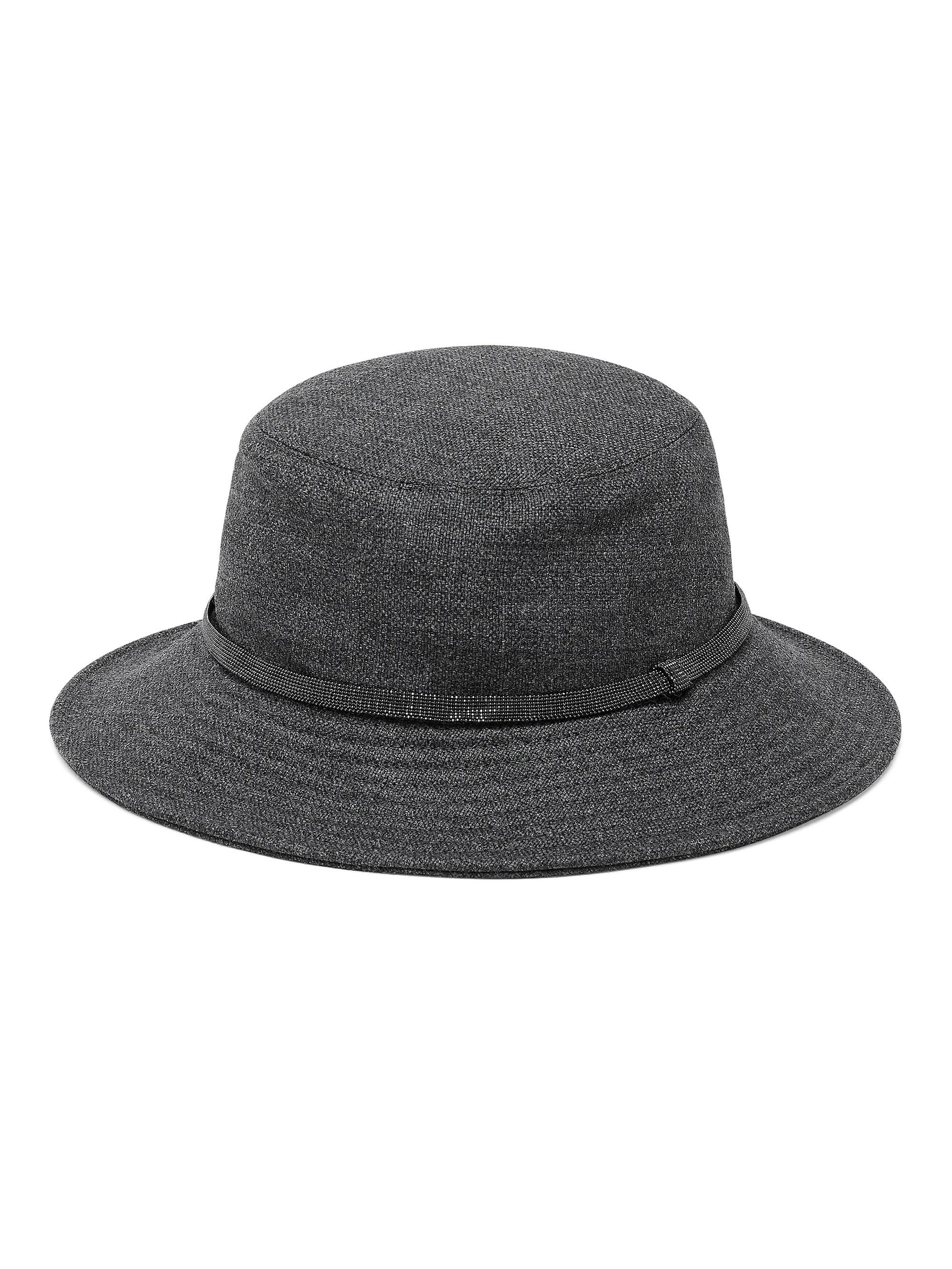 Brunello Cucinelli Women's Virgin Wool Bucket Hat with Shiny Band - Dark Grey