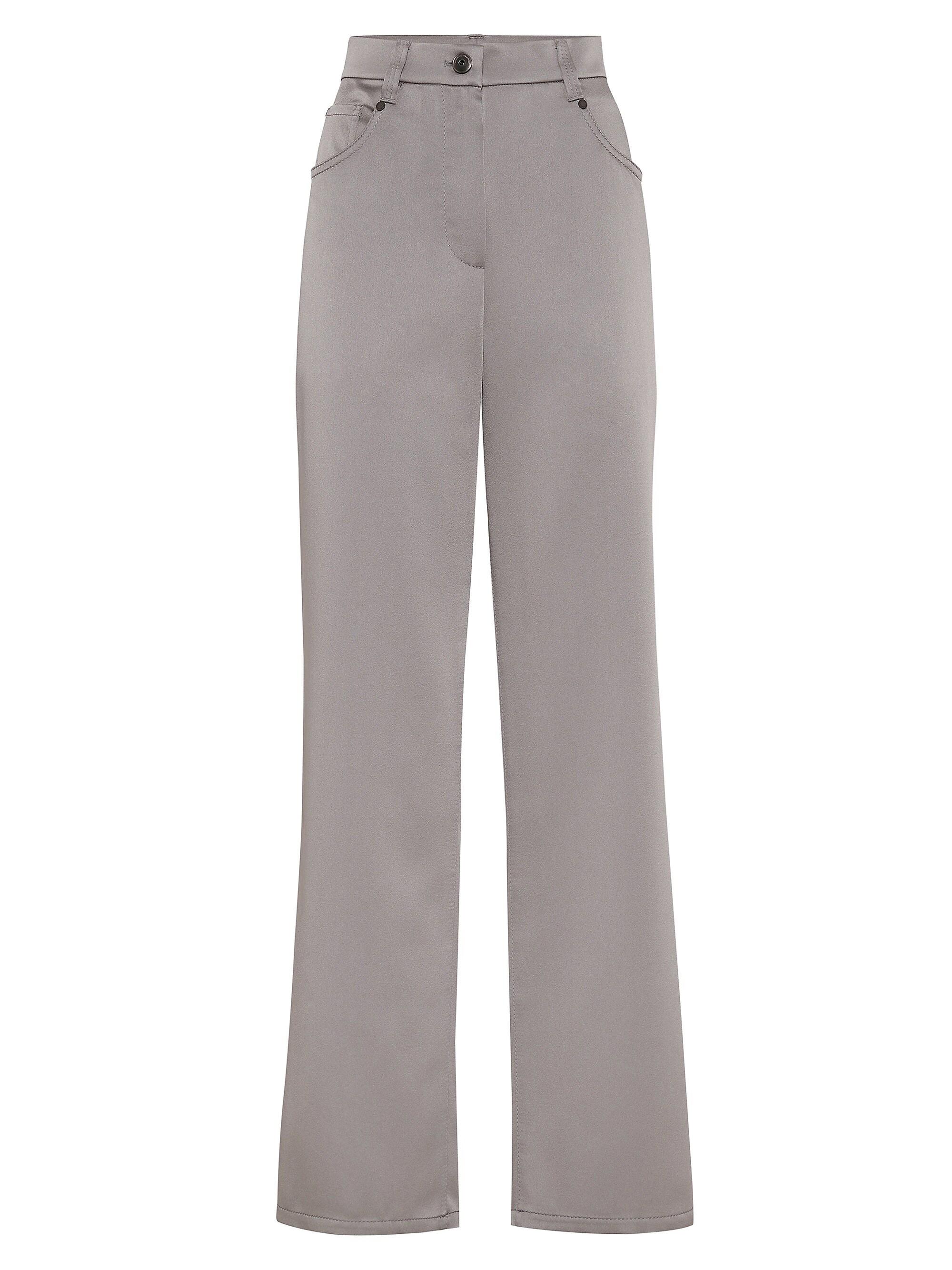 Brunello Cucinelli Women's Satin Cady Wide Five Pocket Trousers - Grey