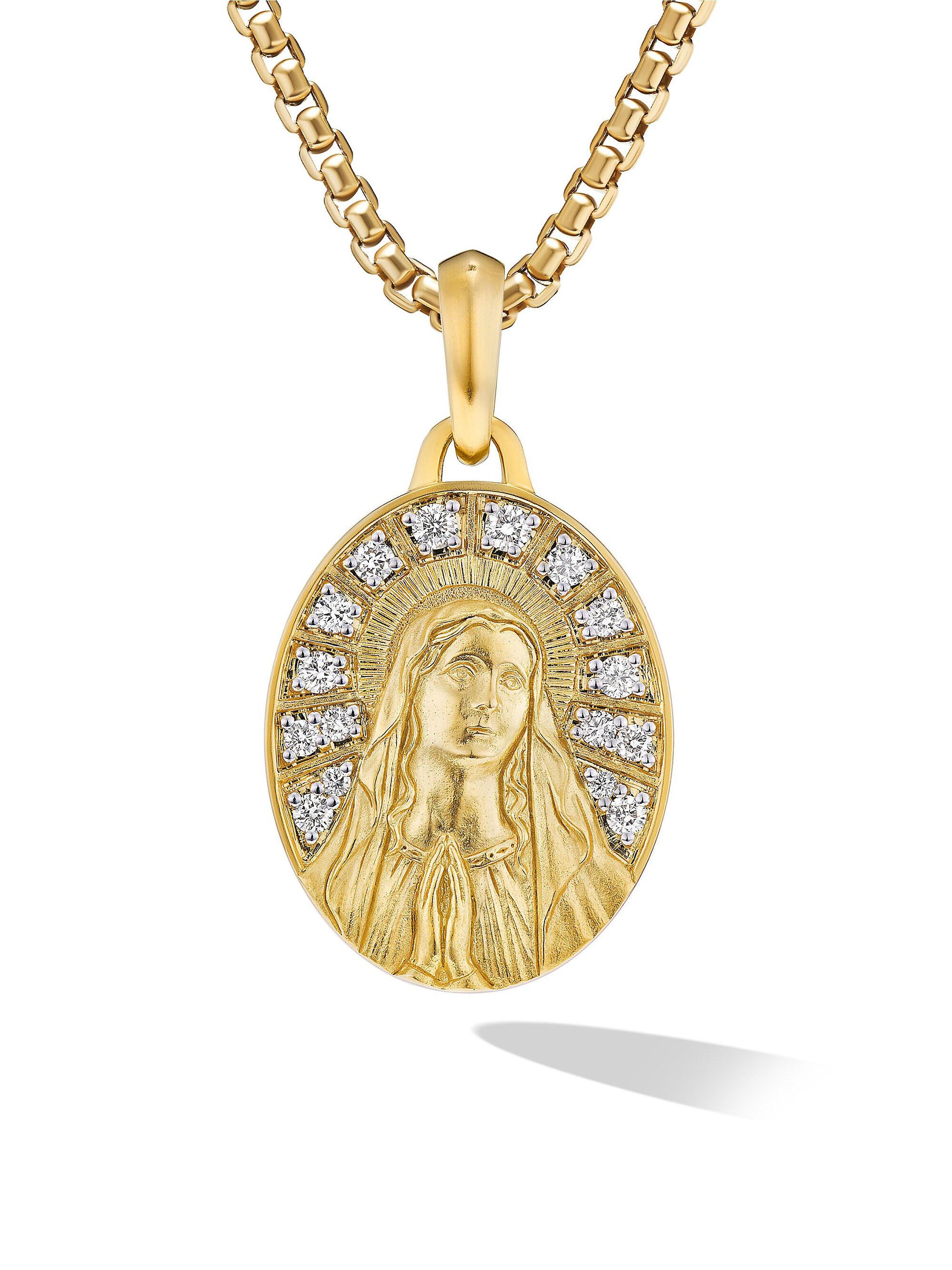 David Yurman Men's Mary Amulet in 18K Yellow Gold - Diamond