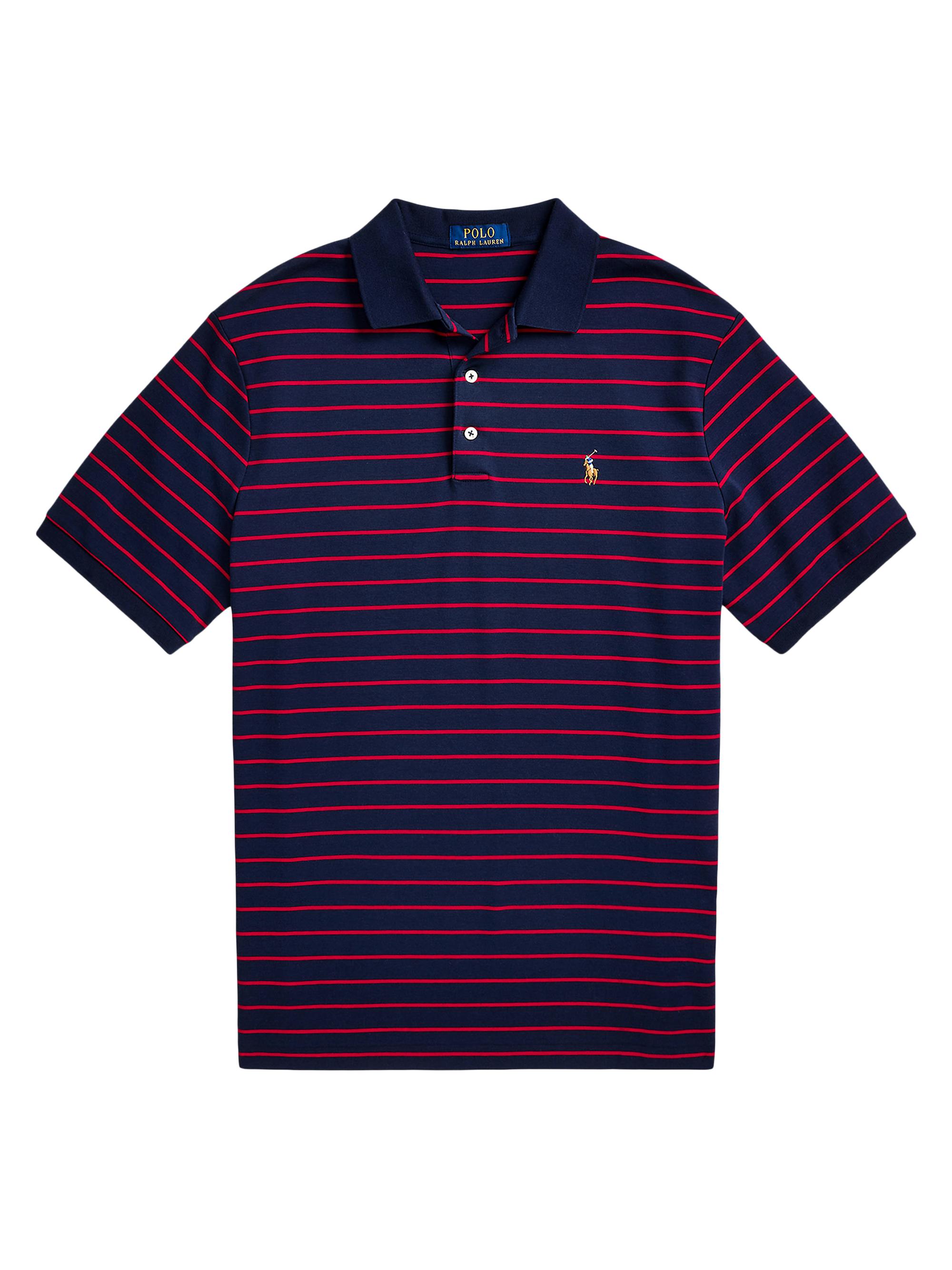 Polo Ralph Lauren Men's Striped Cotton Polo Shirt - Red Refined Navy