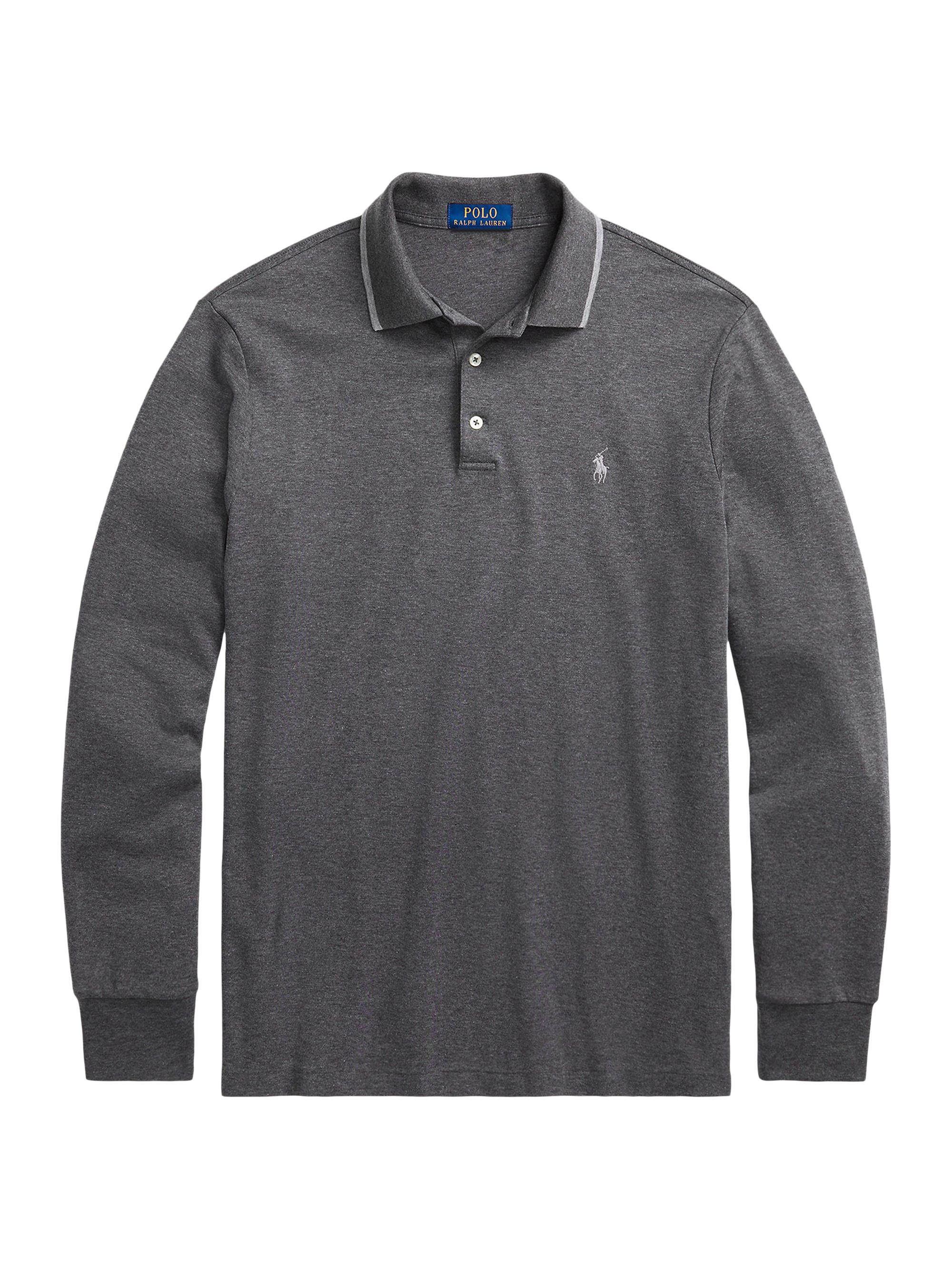 Polo Ralph Lauren Men's Cotton Long-Sleeve Polo Shirt - Barclay Heather