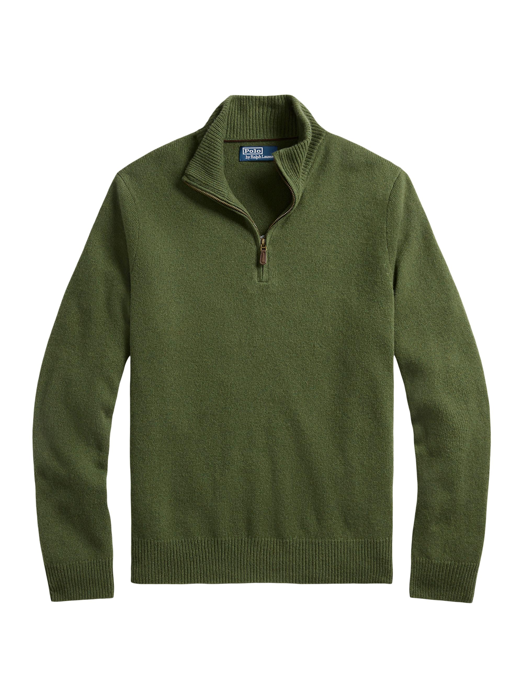 Polo Ralph Lauren Men's Wool Quarter-Zip Sweater - Classic Olive Heather
