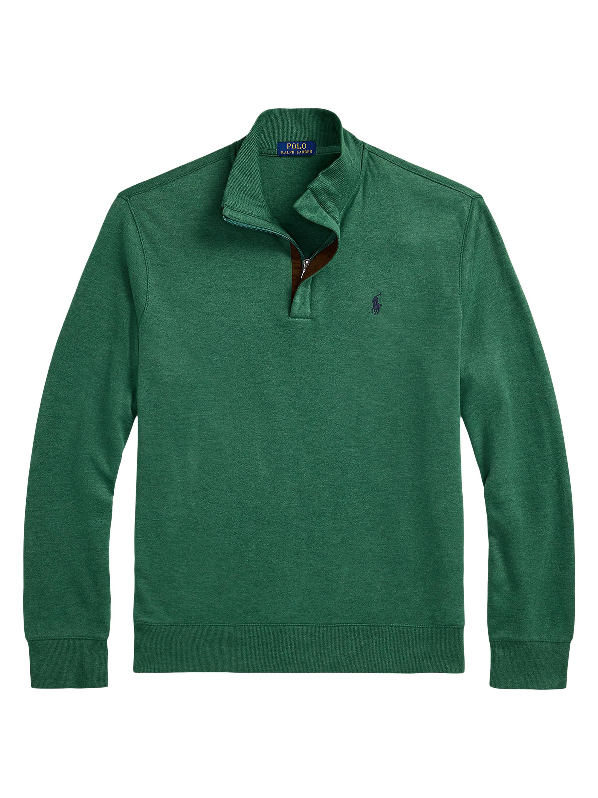 Polo Ralph Lauren Men's Cotton Long-Sleeve Quarter-Zip Sweater - Verano Green Heather