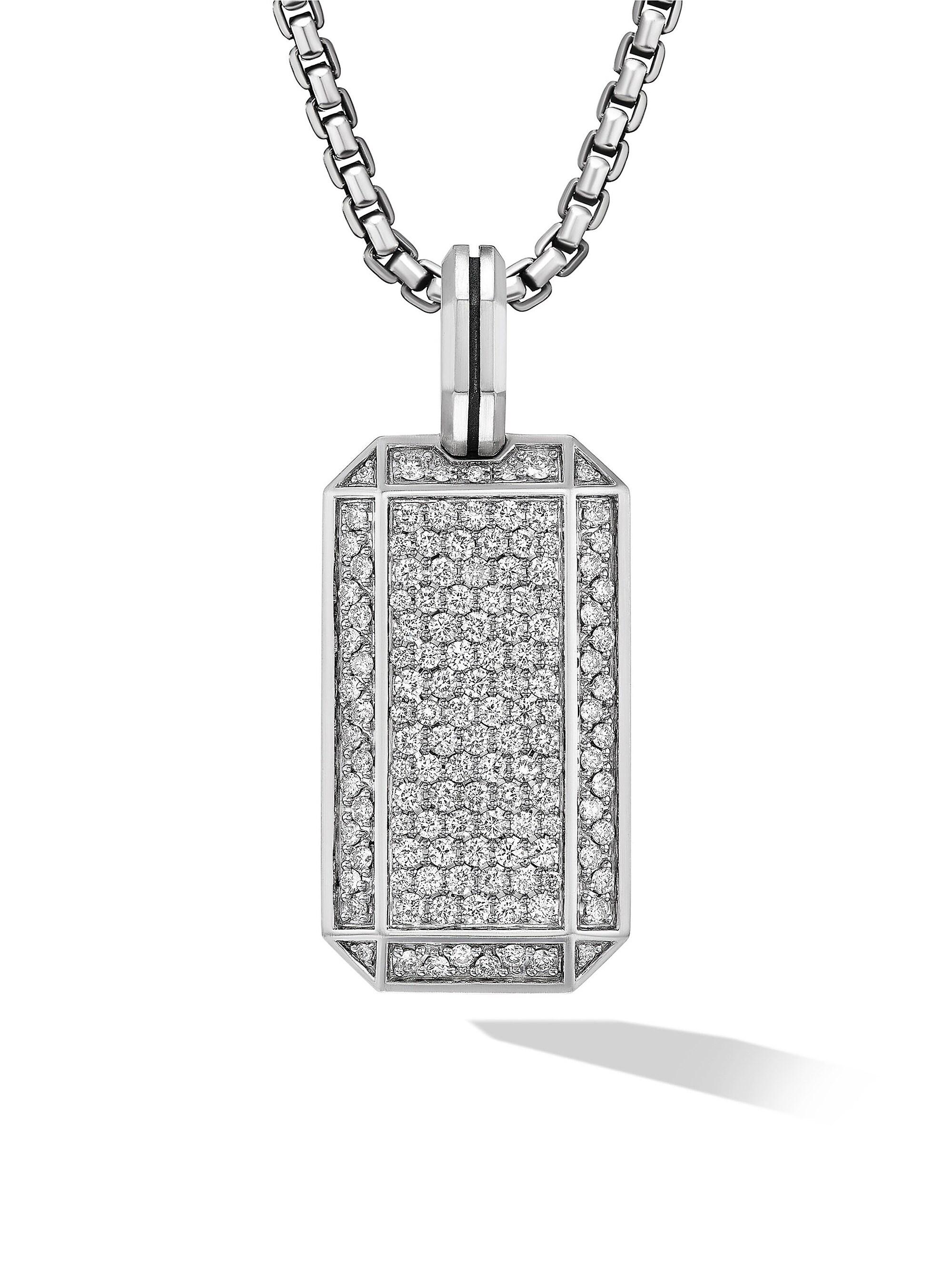 David Yurman Men's Deco Tag in Sterling Silver - Diamond