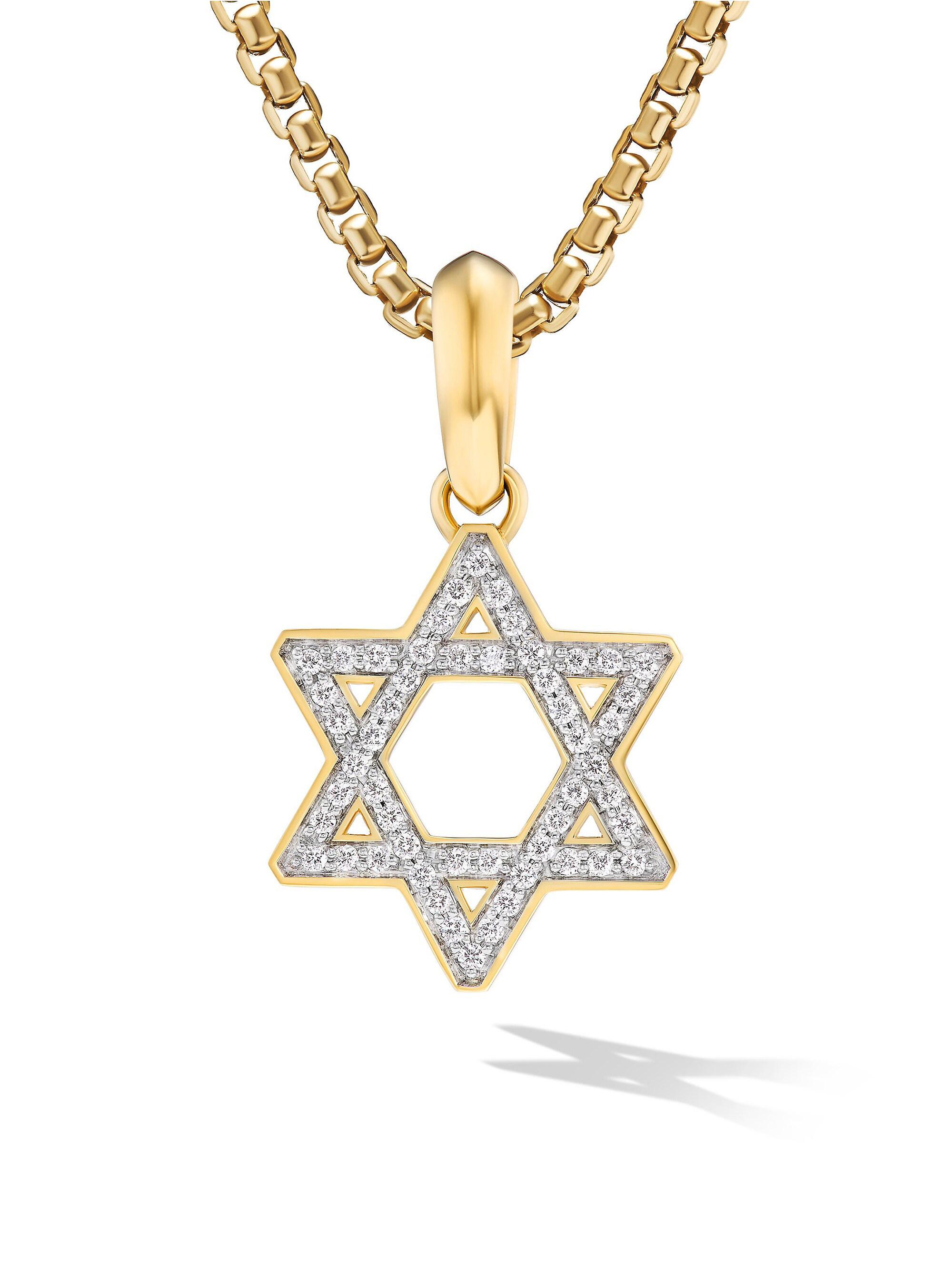 David Yurman Men's Star of David Pendant in 18K Yellow Gold - Diamond