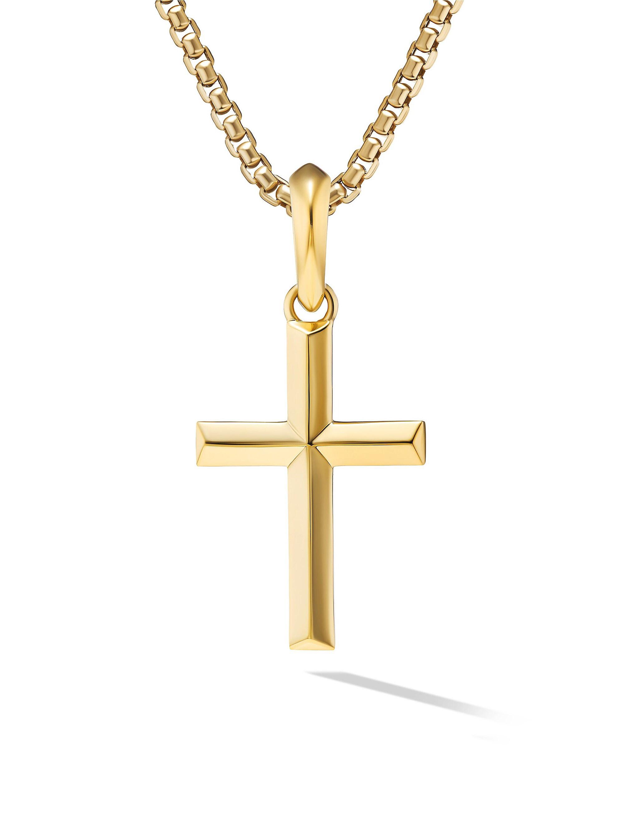 David Yurman Men's Cross Pendant in 18K Yellow Gold, 24MM - Gold