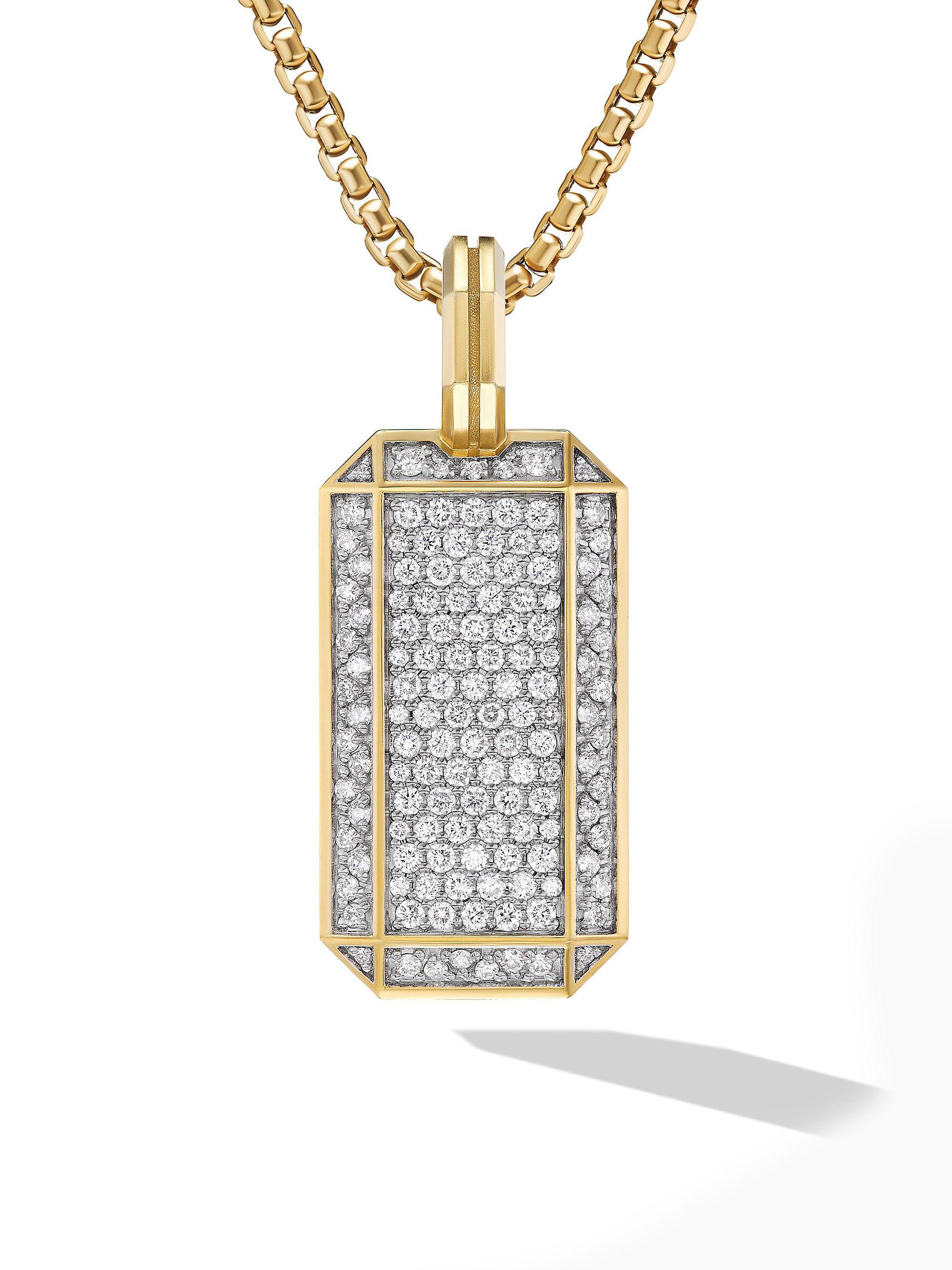 David Yurman Men's Deco Tag in 18K Yellow Gold with Diamonds, 27MM - Diamond