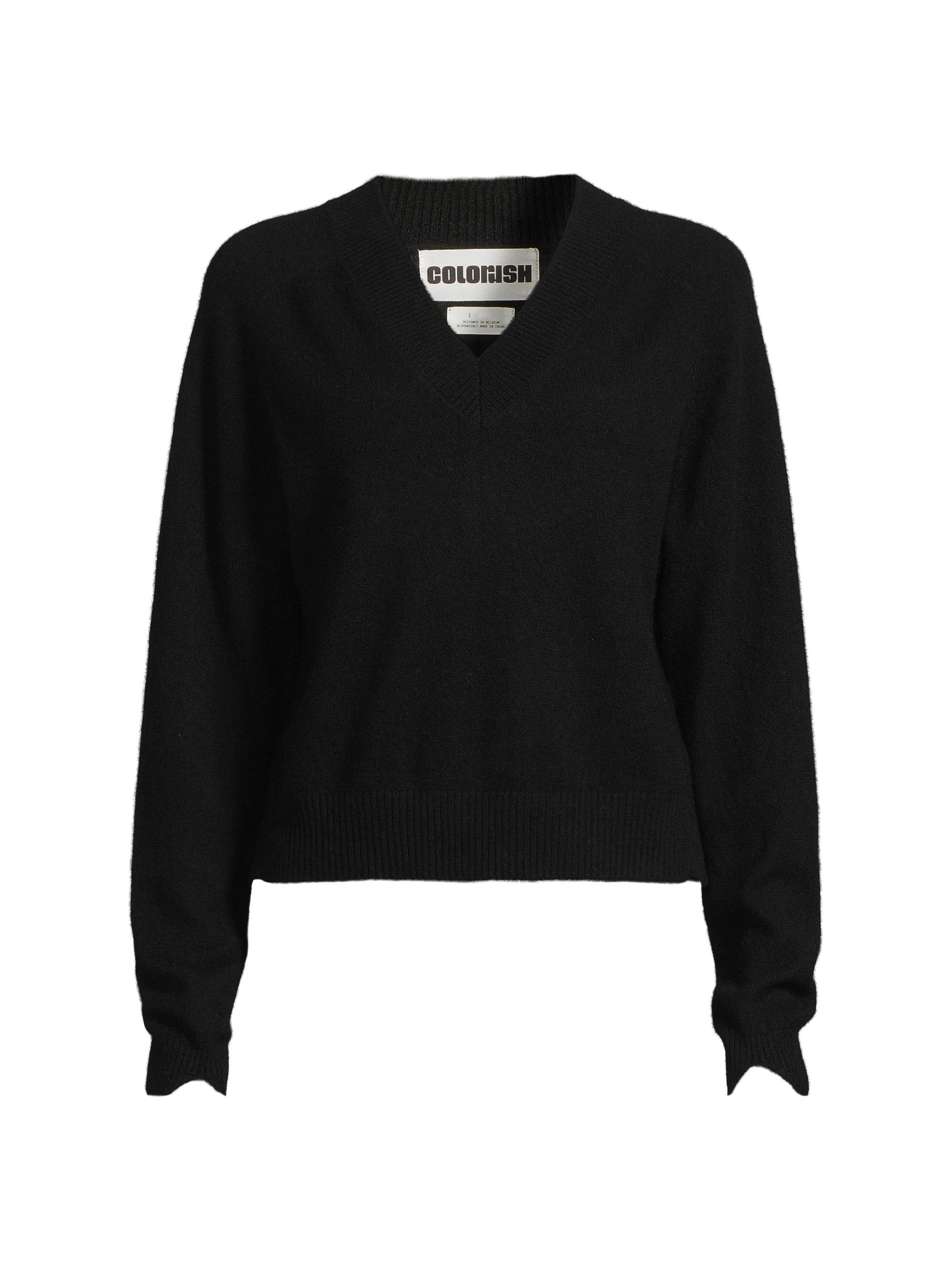COLORUSH Women's Cocolina Cashmere V-Neck Sweater - Black