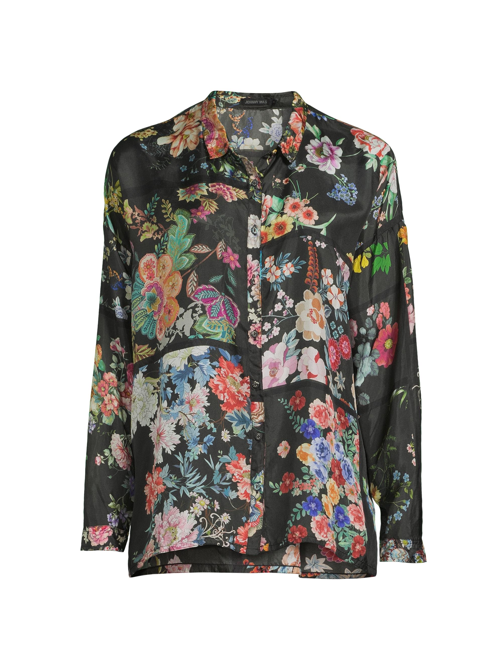 Johnny Was Women's The Audrey Oversized Silk Shirt - Akki Scarf Print