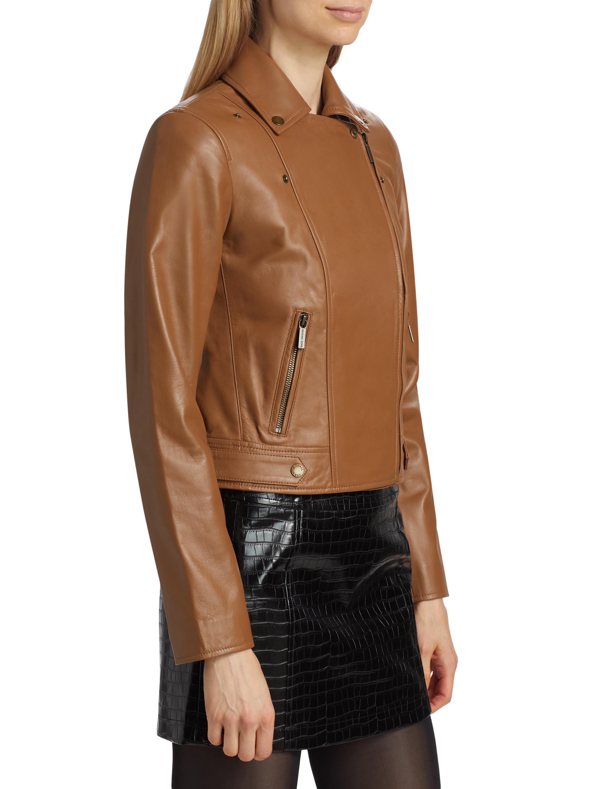 MICHAEL Michael Kors Leather Moto Jacket | Saks Fifth Avenue