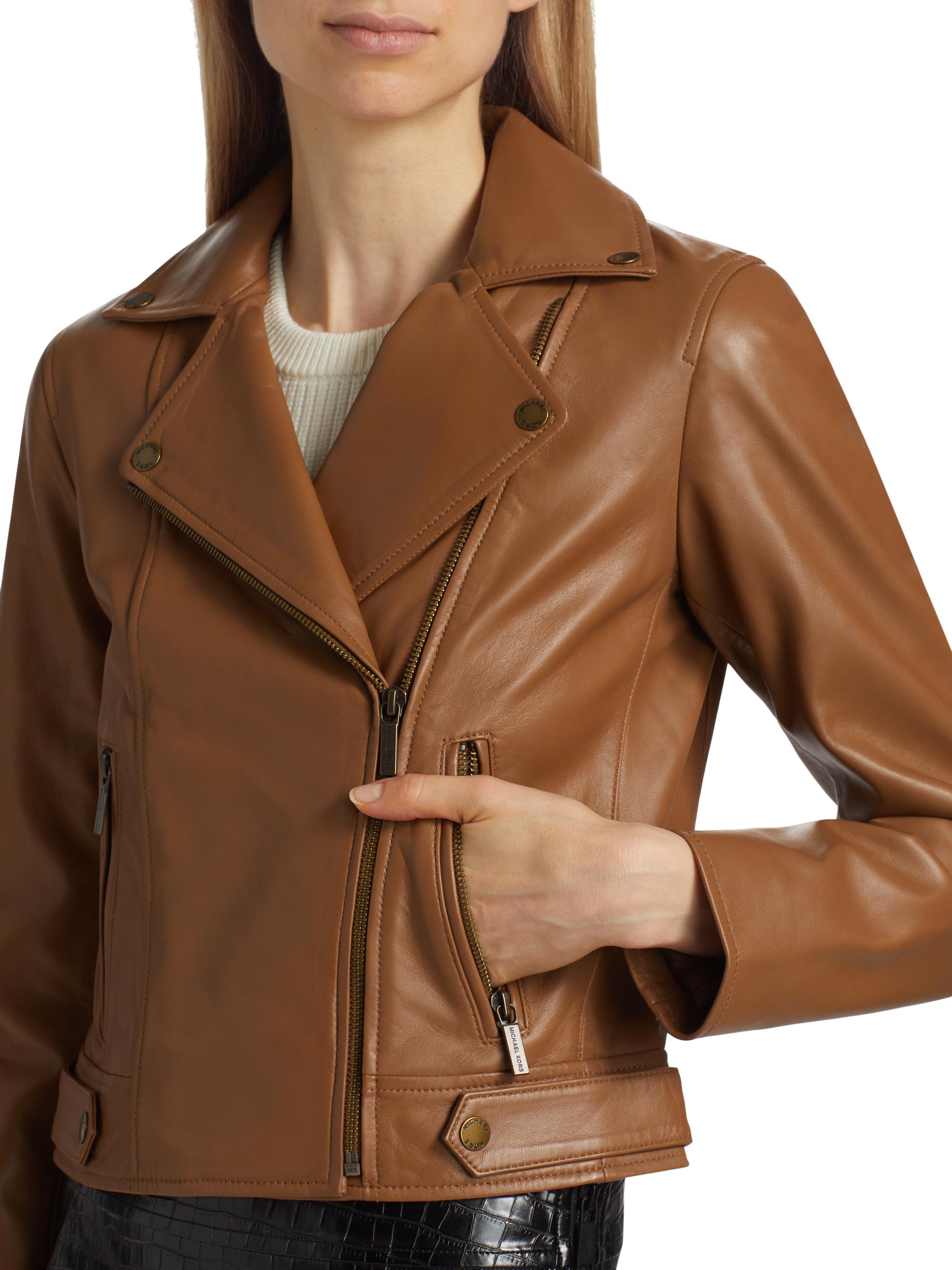 MICHAEL Michael Kors Leather Moto Jacket | Saks Fifth Avenue