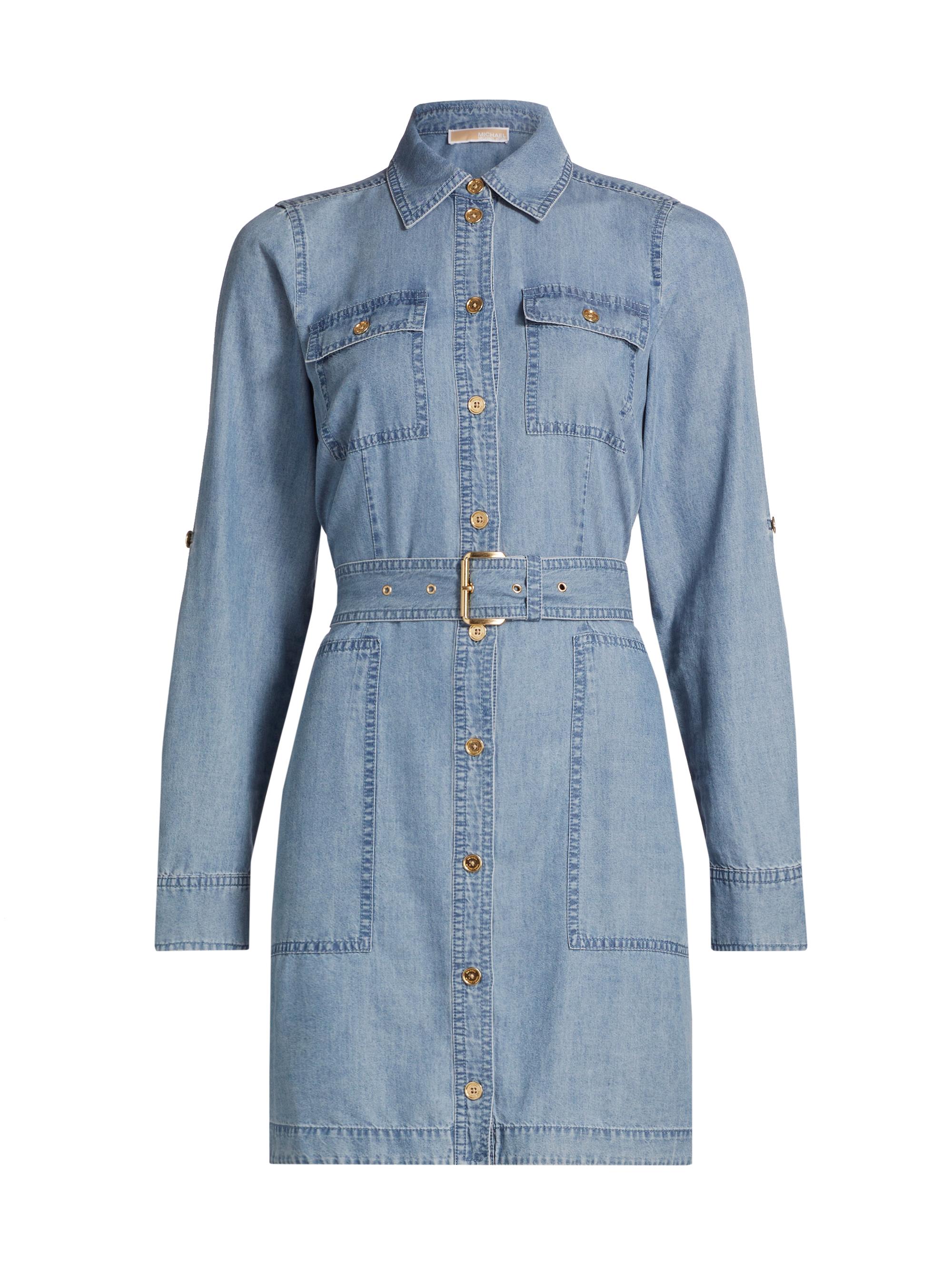 MICHAEL Michael Kors Women's Chambray Utility Dress - Blue Vintage Wash