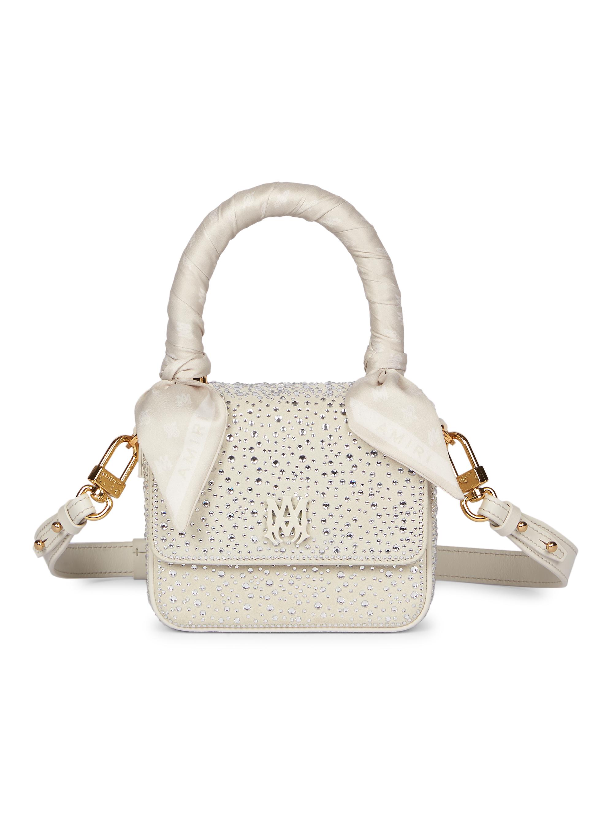 Amiri Women's Micro MA Crystal-Embellished Leather Top Handle Bag - Alabaster
