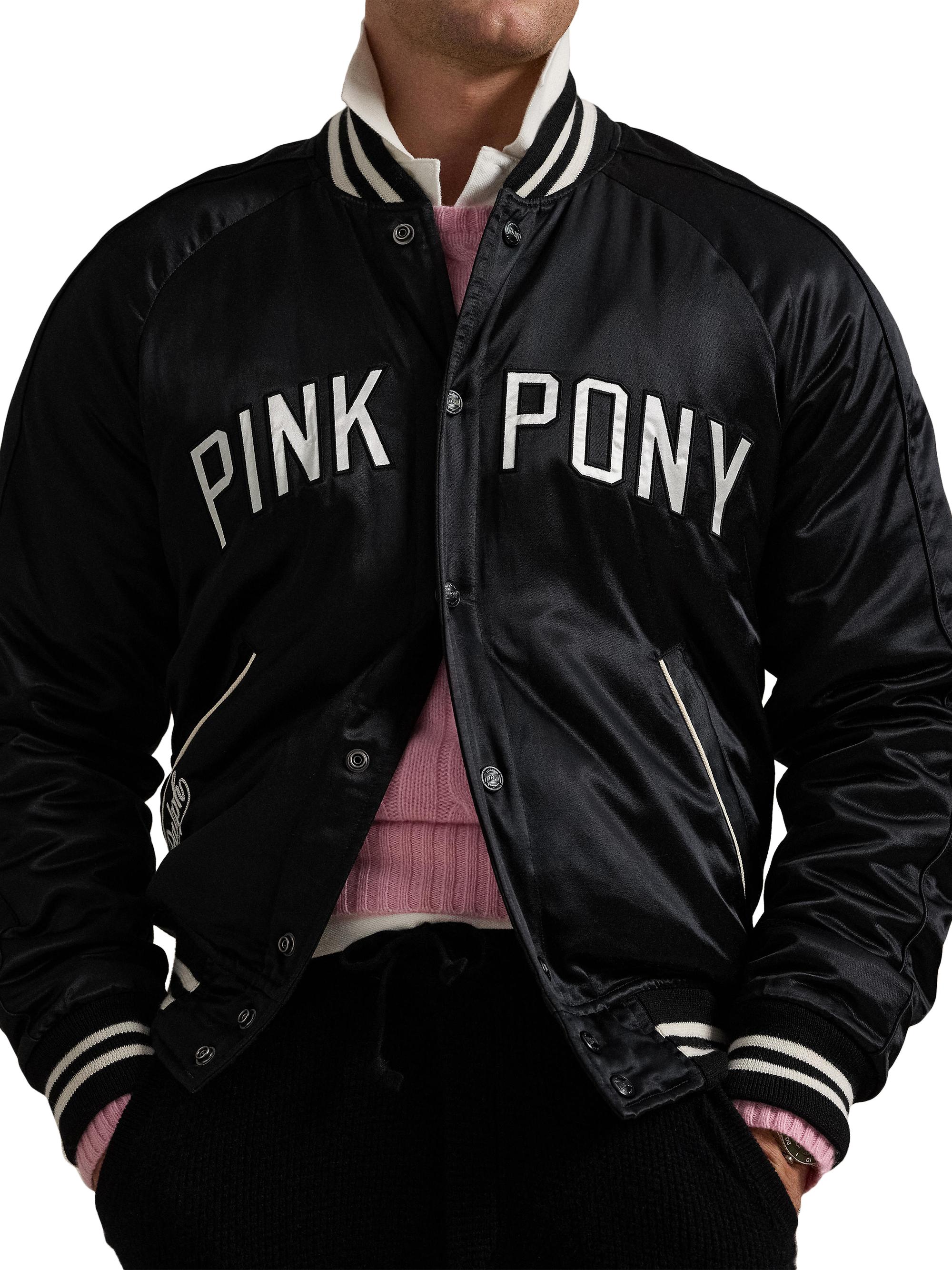 中古 RALPH LAUREN PINK PONY バスケットボール ジャケット Polo Ralph Lauren Unisex Pink Pony Takihyo Satin Baseball Jacket