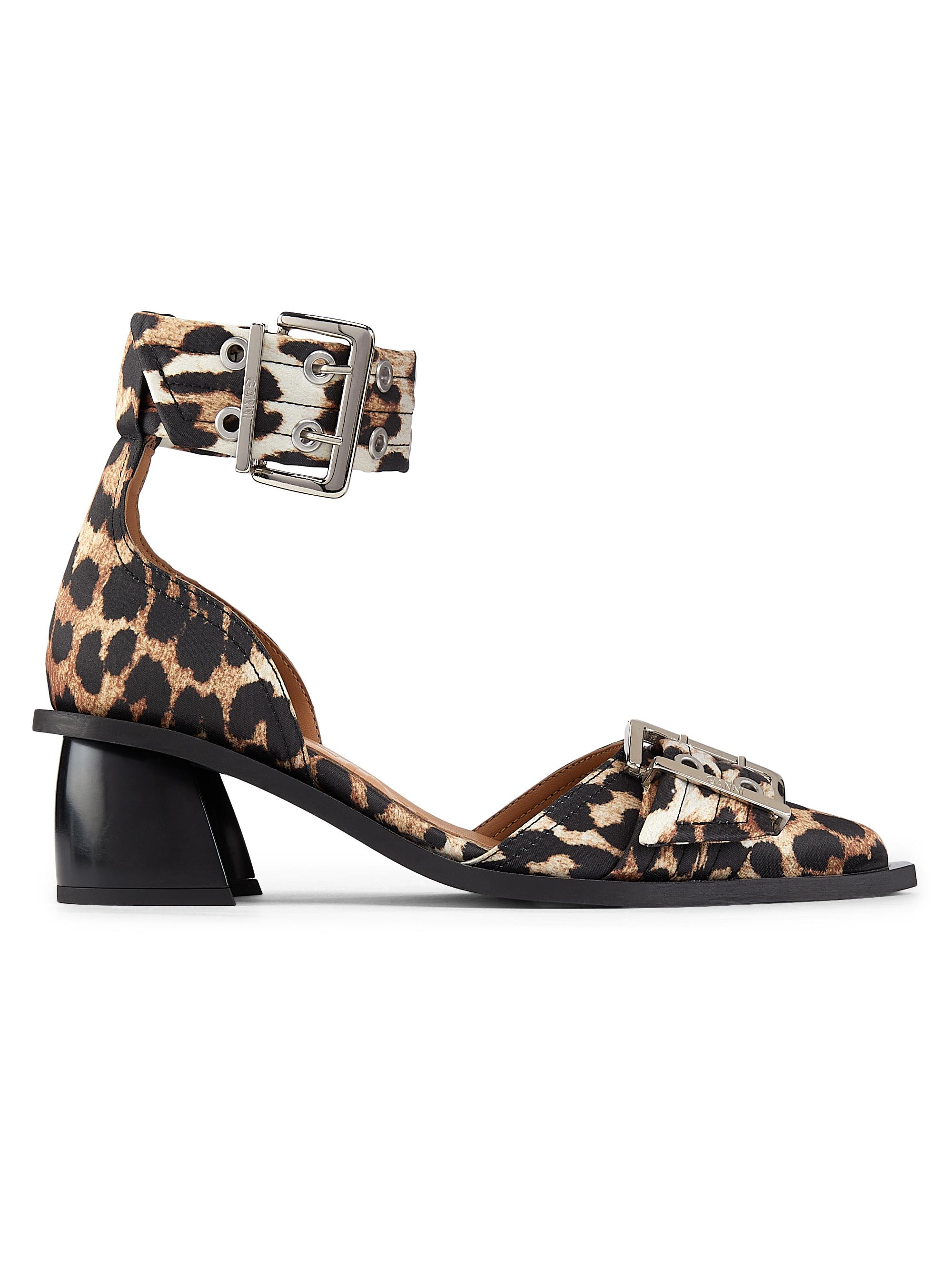 Ganni Leopard Print Satin Buckle Pumps | Saks Fifth Avenue