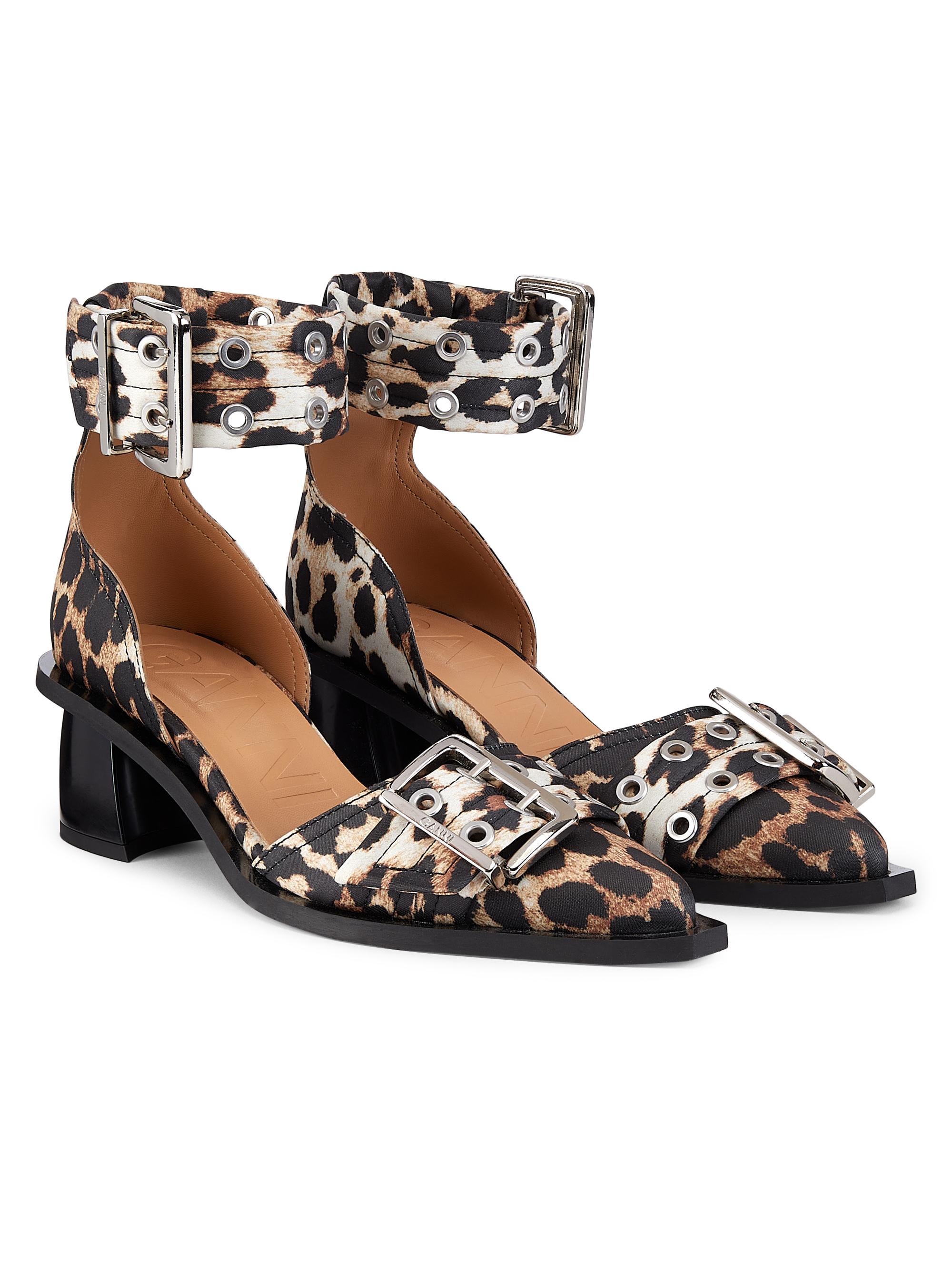 Ganni Leopard Print Satin Buckle Pumps | Saks Fifth Avenue