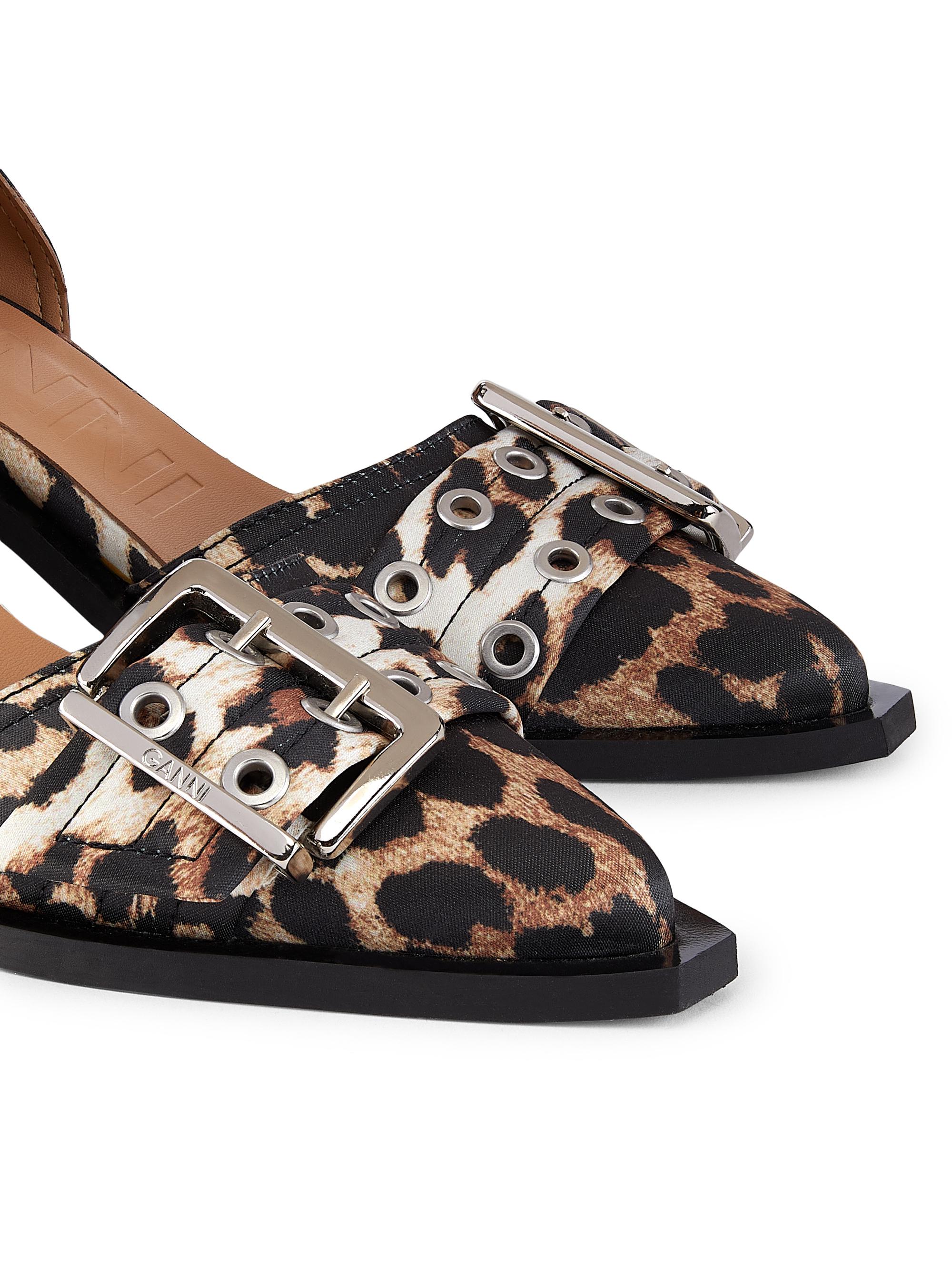 Ganni Leopard Print Satin Buckle Pumps | Saks Fifth Avenue