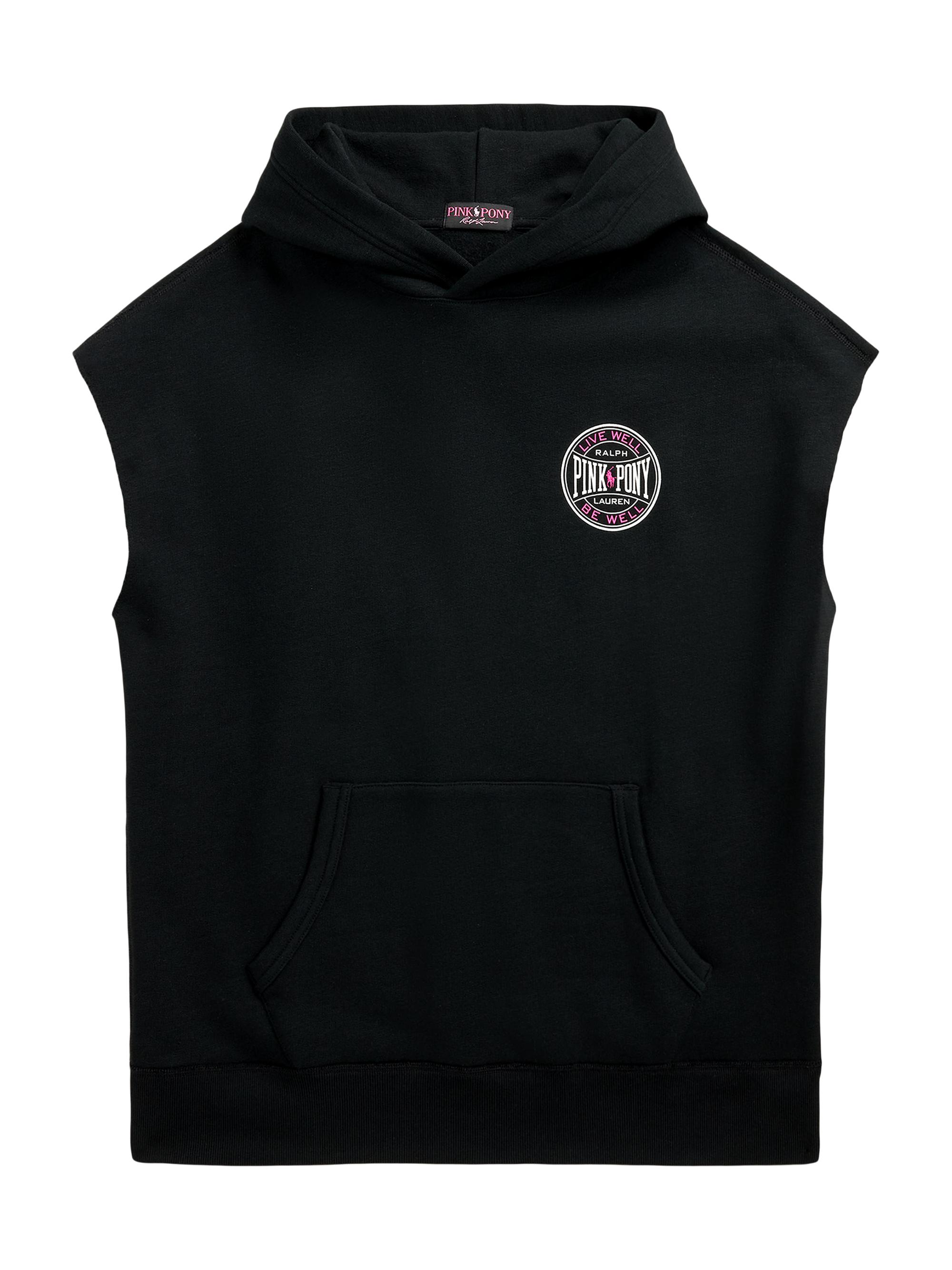 Polo Ralph Lauren Men's Unisex Pink Pony Vintage Fleece Sleeveless Hoodie - Polo Black