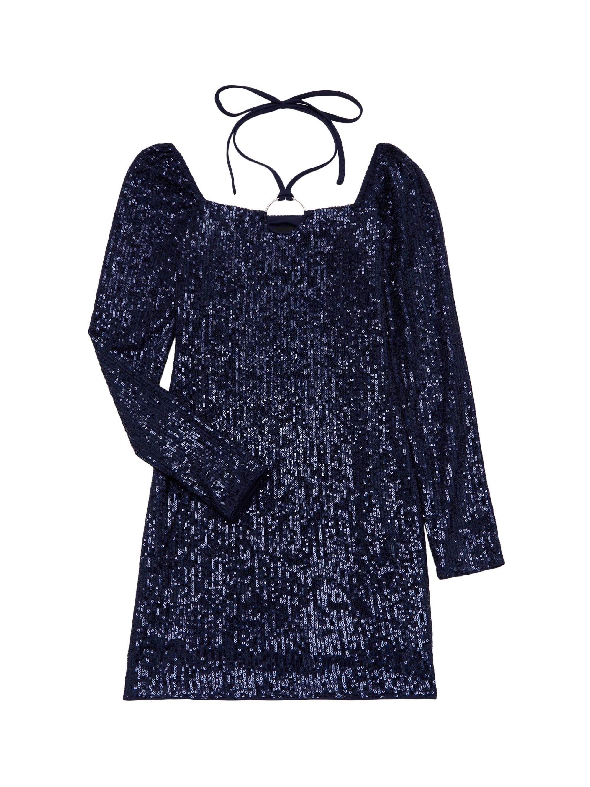 KatieJ NYC Girl's Stormy Sequin Dress - Navy Sequin