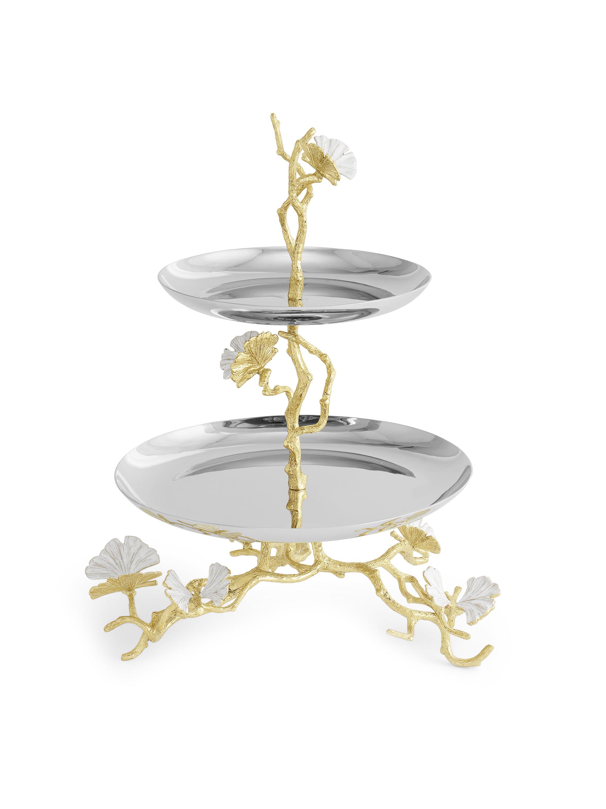 Michael Aram Butterfly Ginkgo Gold 2-Tier Etagere
