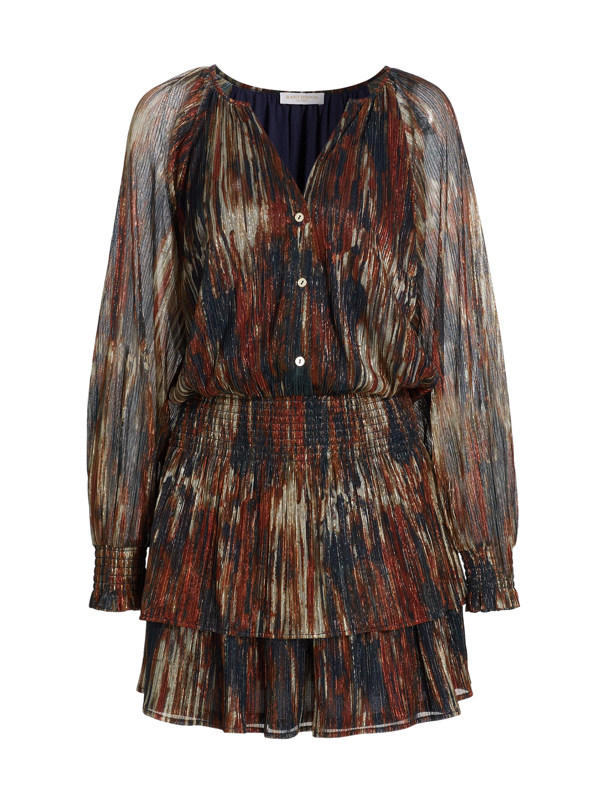 Ramy Brook Women's Malcolm Abstract Long Sleeve Minidress - Saddle Multi Knit