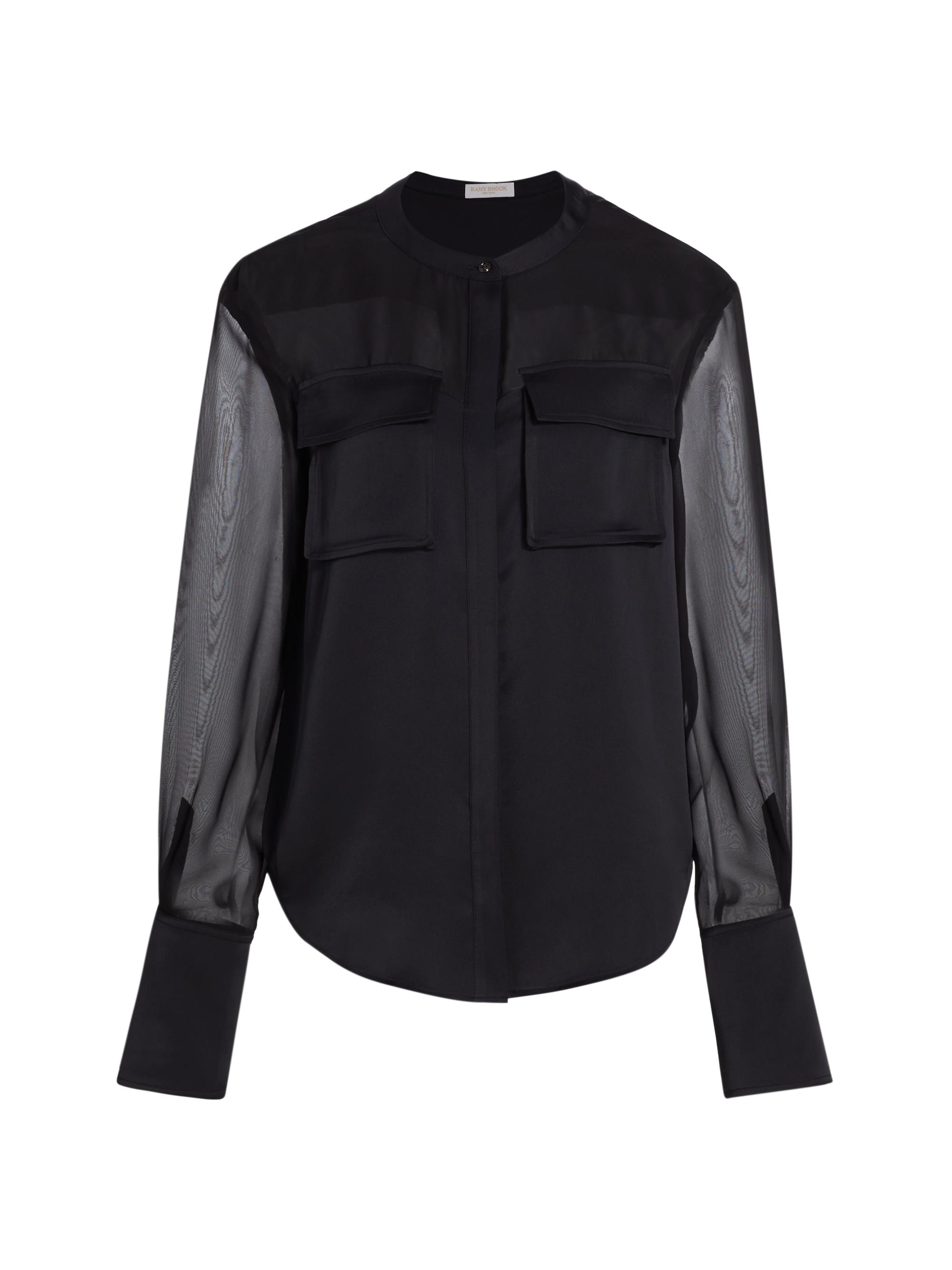 Ramy Brook Women's Tiah Satin Shirt - Black