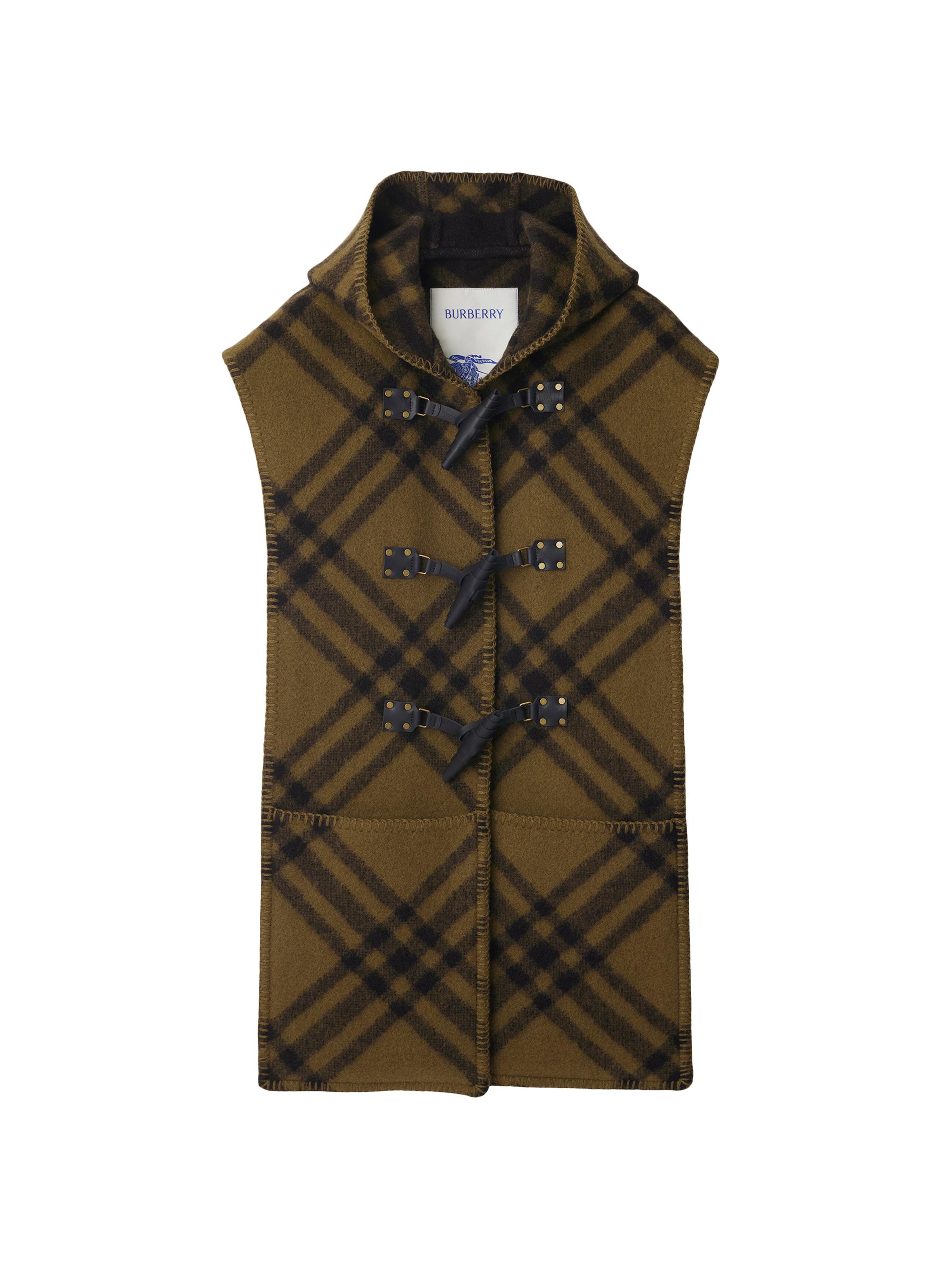 Burberry Women's Check Toggle Hooded Cape Vest - Camp