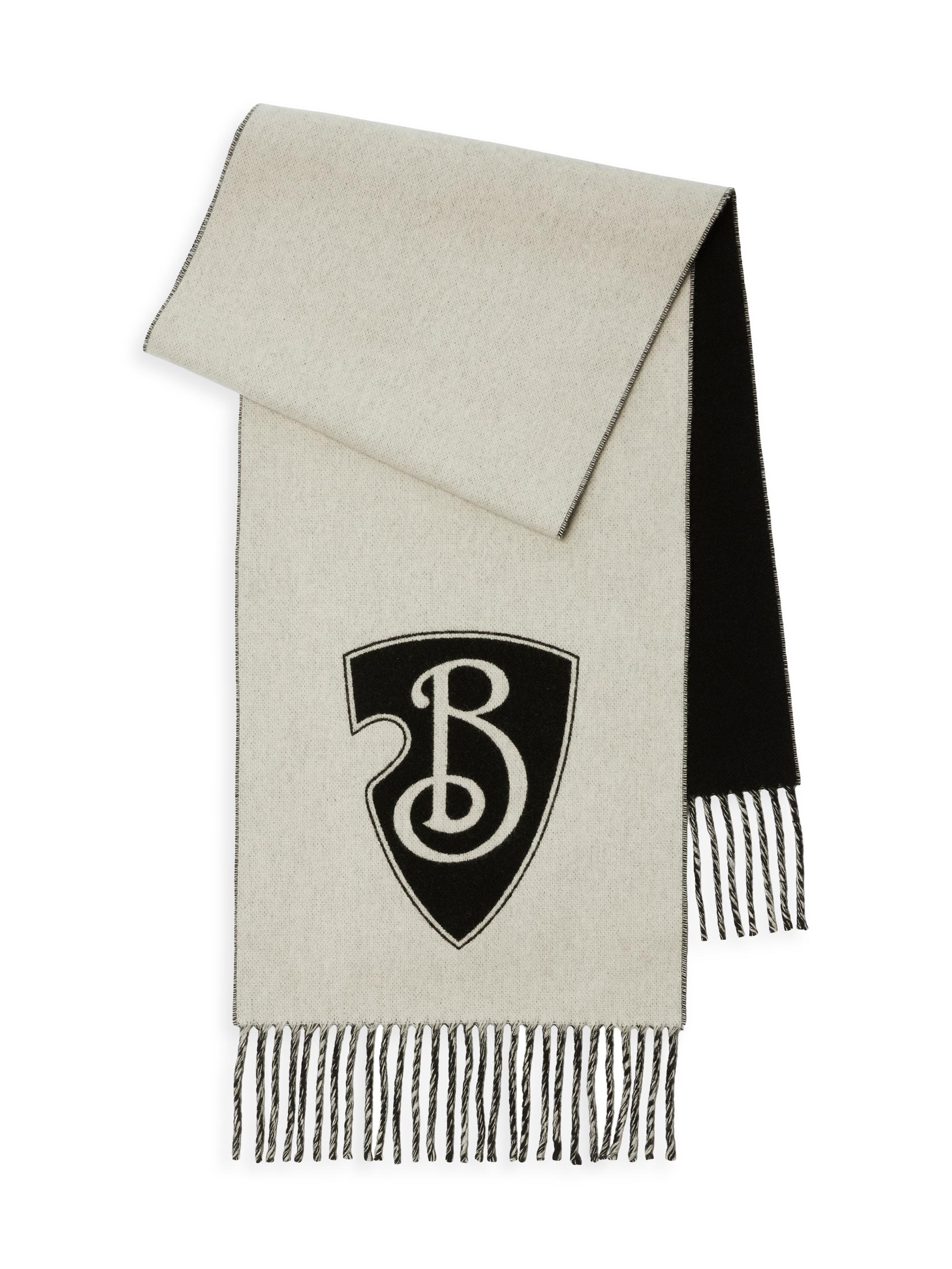 Burberry Women's Shield Wool-Cashmere Scarf - Black White