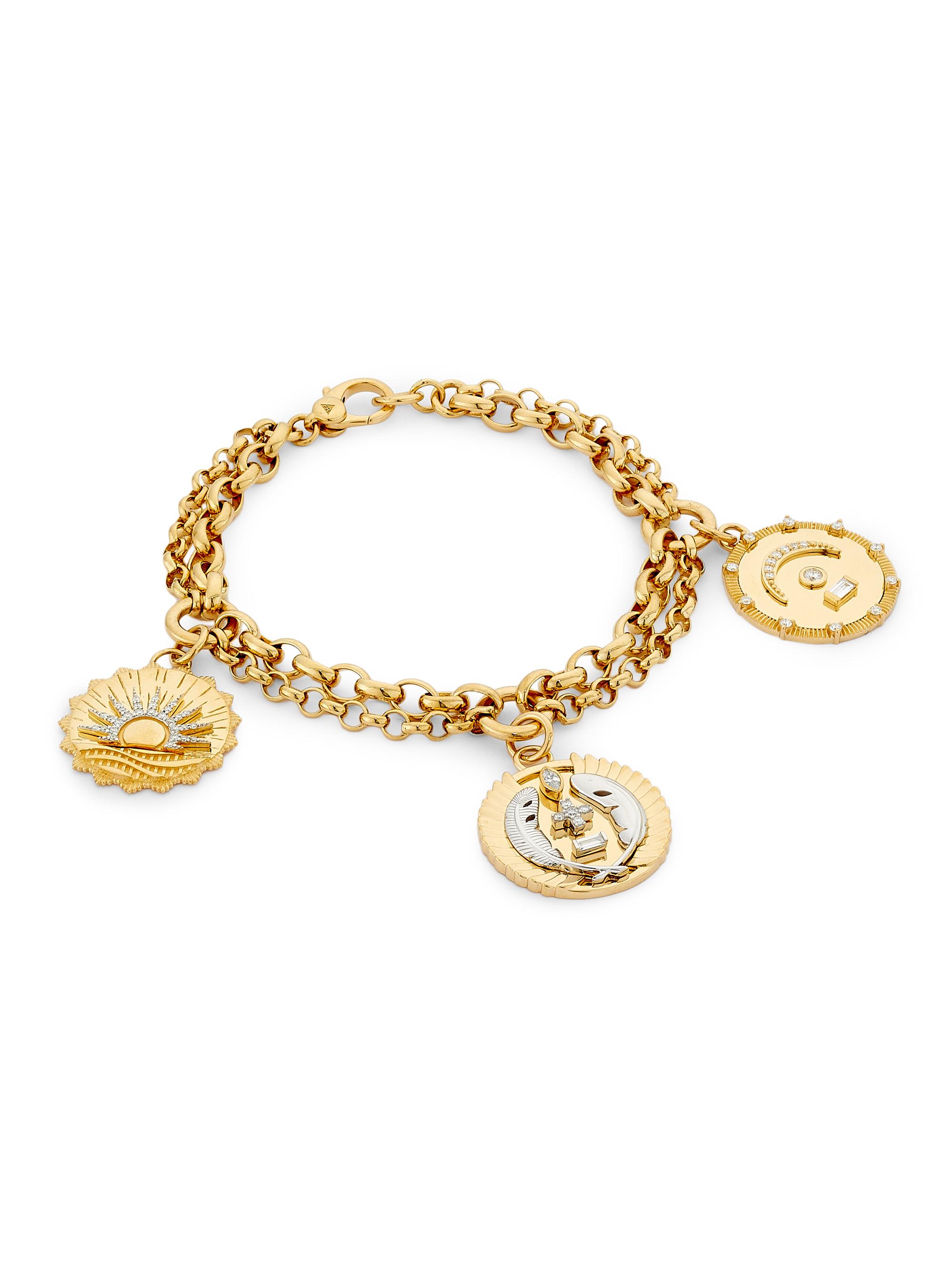 Foundrae Women's Internal Compass, Vivacity & New Beginnings Two-Tone 18K Gold & 0.47 TCW Diamond Charm Bracelet - Yellow Gold