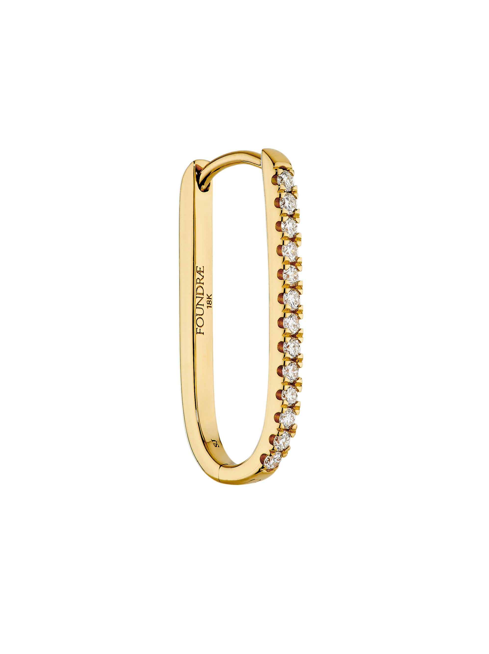 Foundrae Women's 18K Yellow Gold & 0.12 TCW Diamond Single Fob Link Earring - Yellow Gold