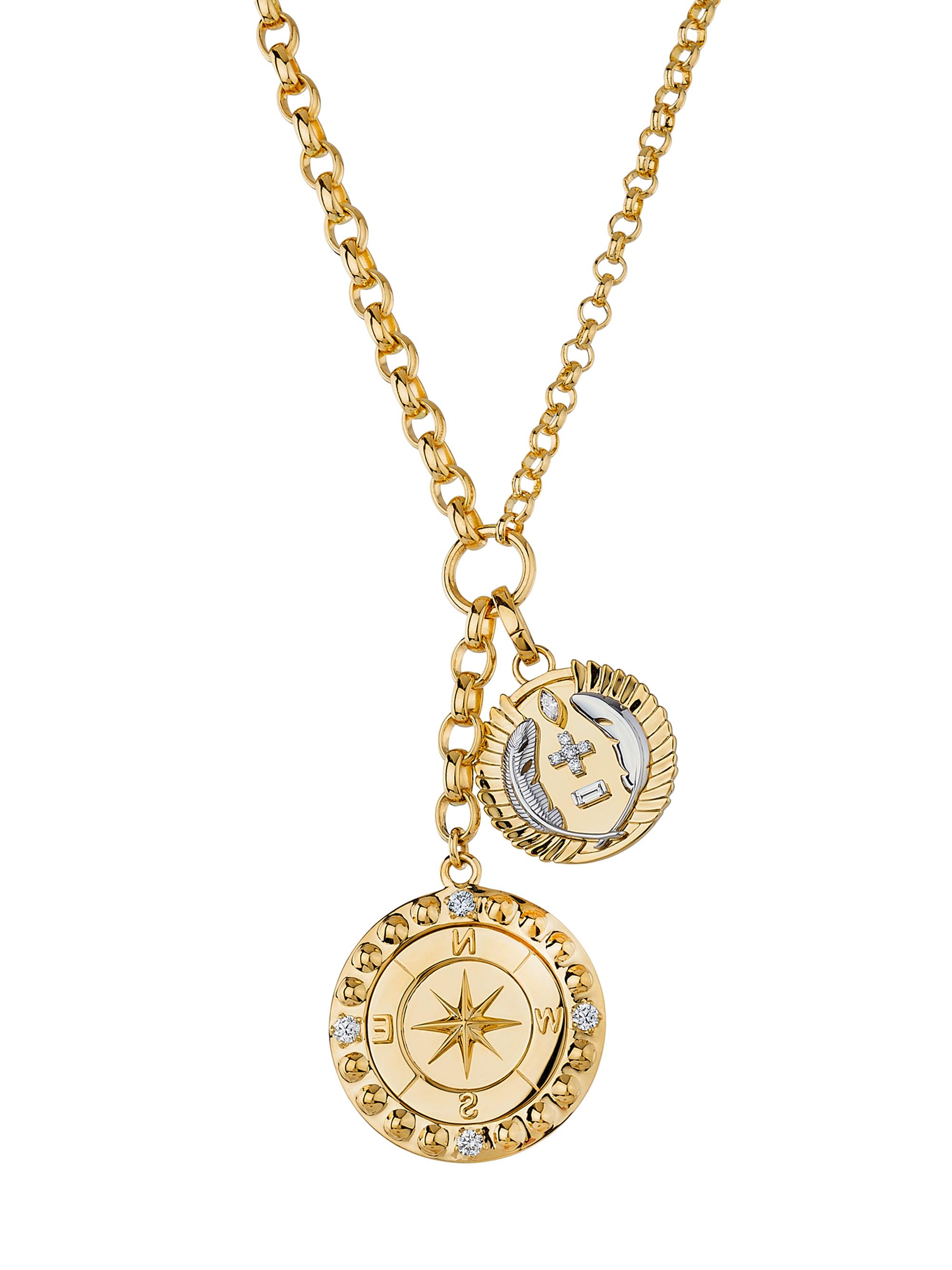 Foundrae Women's Vivacity & Internal Compass Two-Tone 18K Gold & 0.37 TCW Diamond Heavy Mixed Belcher Chain Necklace - Yellow Gold