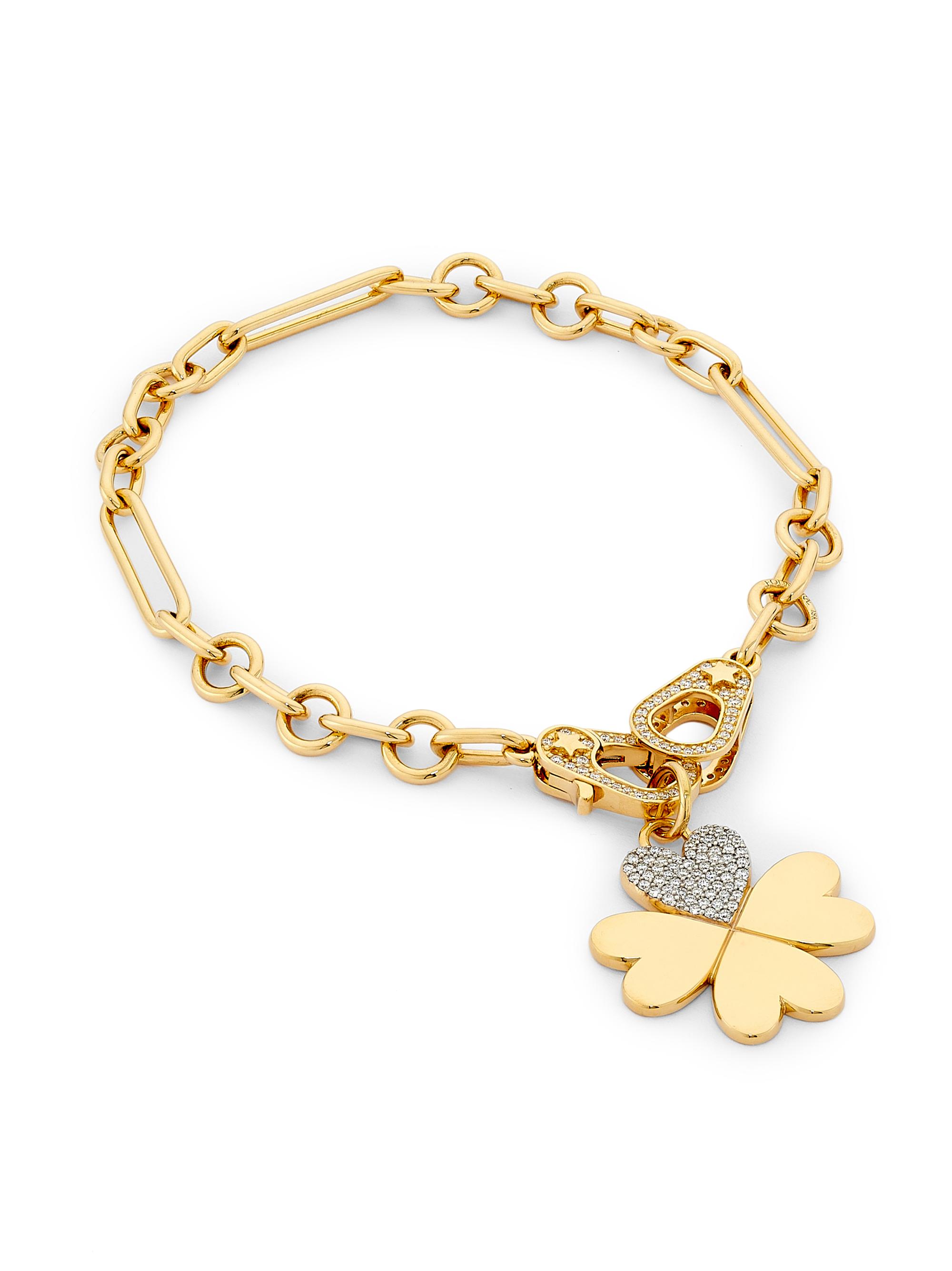 Foundrae Women's True Love Two-Tone 18K Gold & 0.22 TCW Diamond Clover Charm Bracelet - Yellow Gold