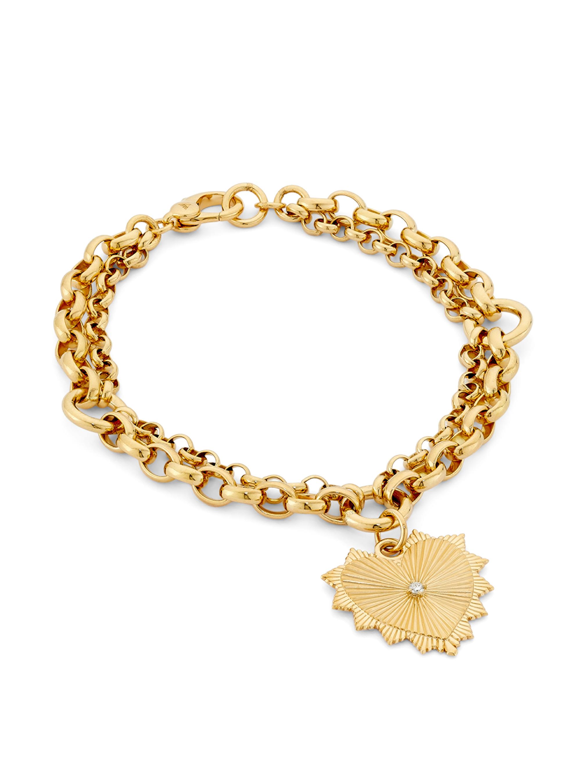 Foundrae Women's True Love 18K Yellow Gold & 0.27 TCW Diamond Heavy Mixed Belcher Chain Charm Bracelet - Yellow Gold