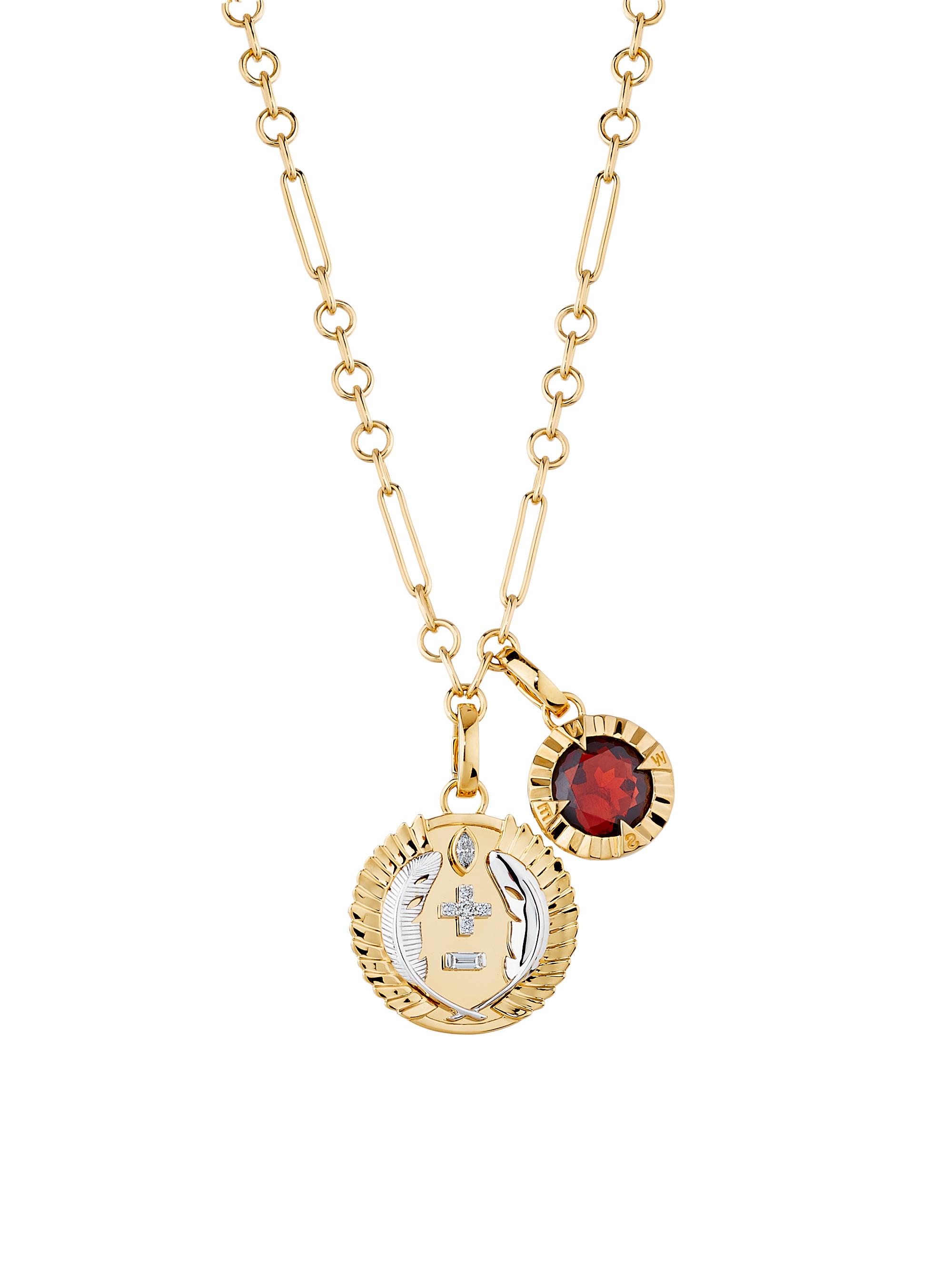 Foundrae Women's Internal Compass & Vivacity 18K Yellow Gold & Garnet Mixed Clip Chain Necklace - Yellow Gold