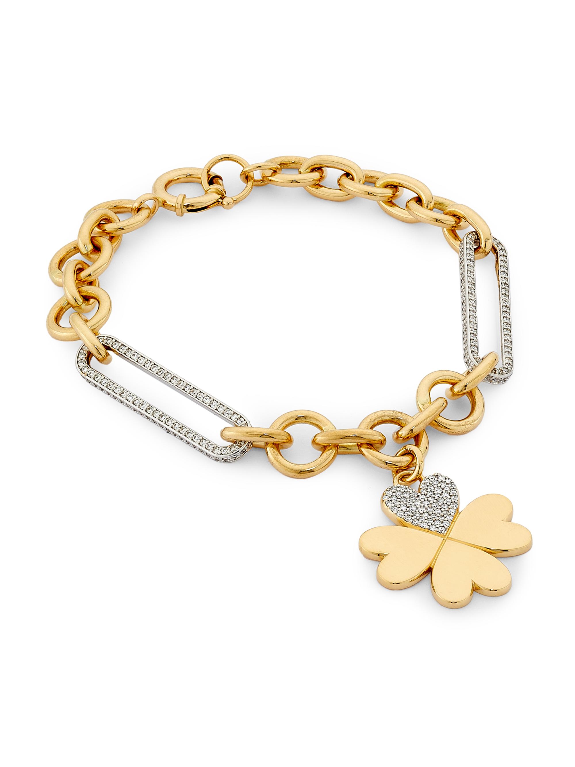Foundrae Women's True Love Two-Tone 18K Gold & 0.22 TCW Diamond Clover Charm Bracelet - Yellow Gold