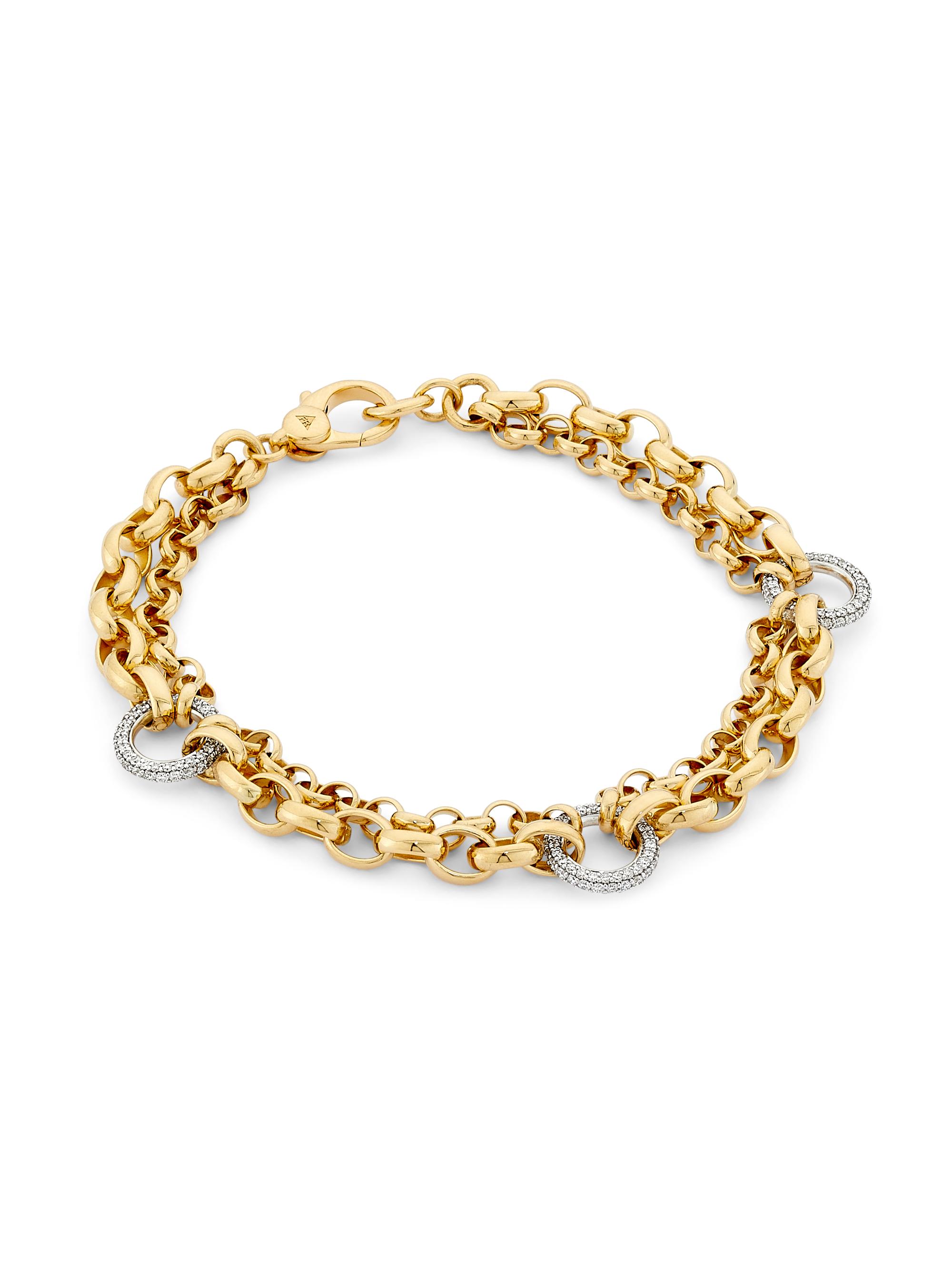 Foundrae Women's Two-Tone 18K Gold & 0.245 TCW Diamond Pavé Heavy Mixed Belcher Chain Bracelet - Yellow Gold