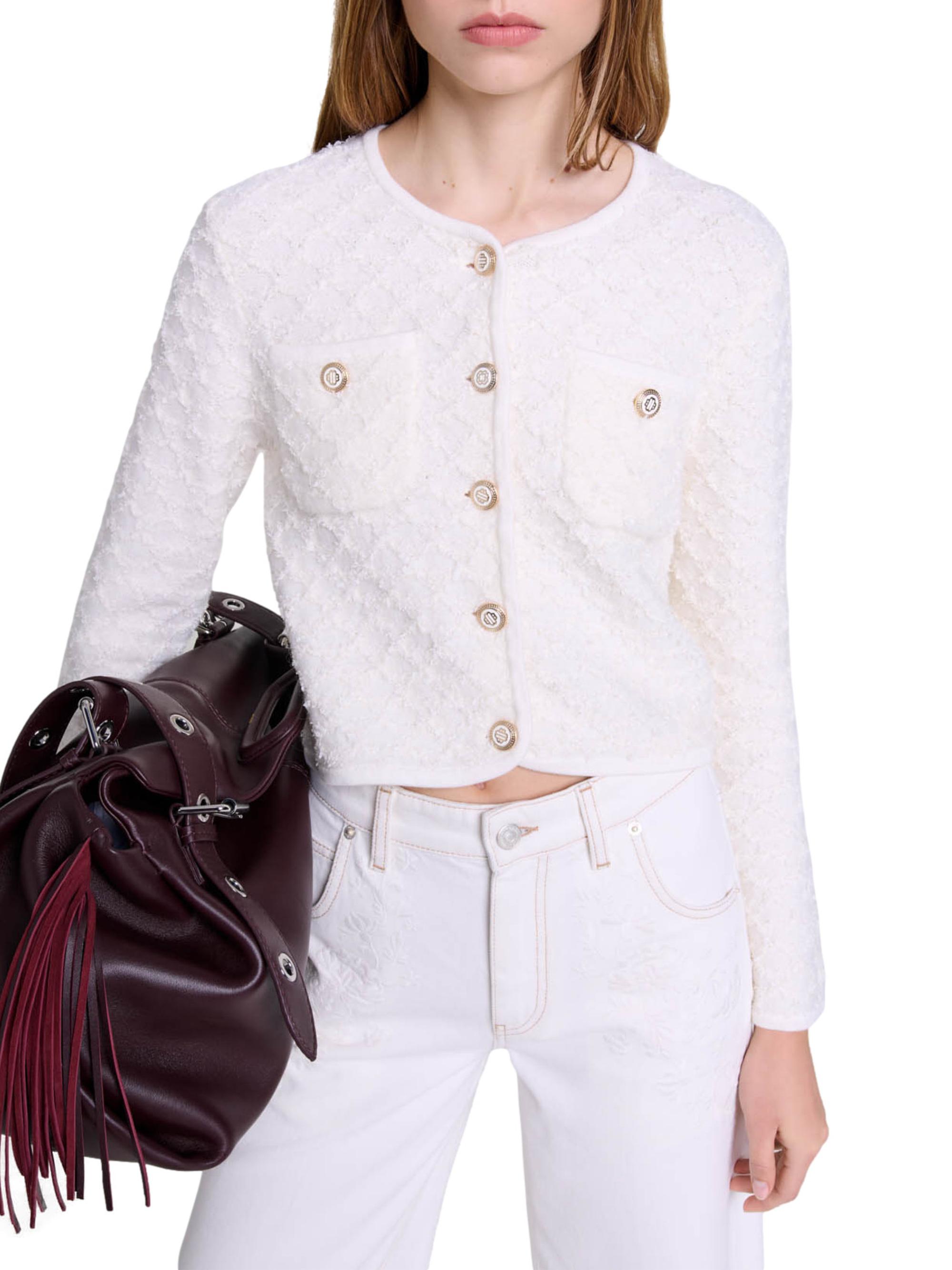 Maje Women's Knit Cardigan - Ecru