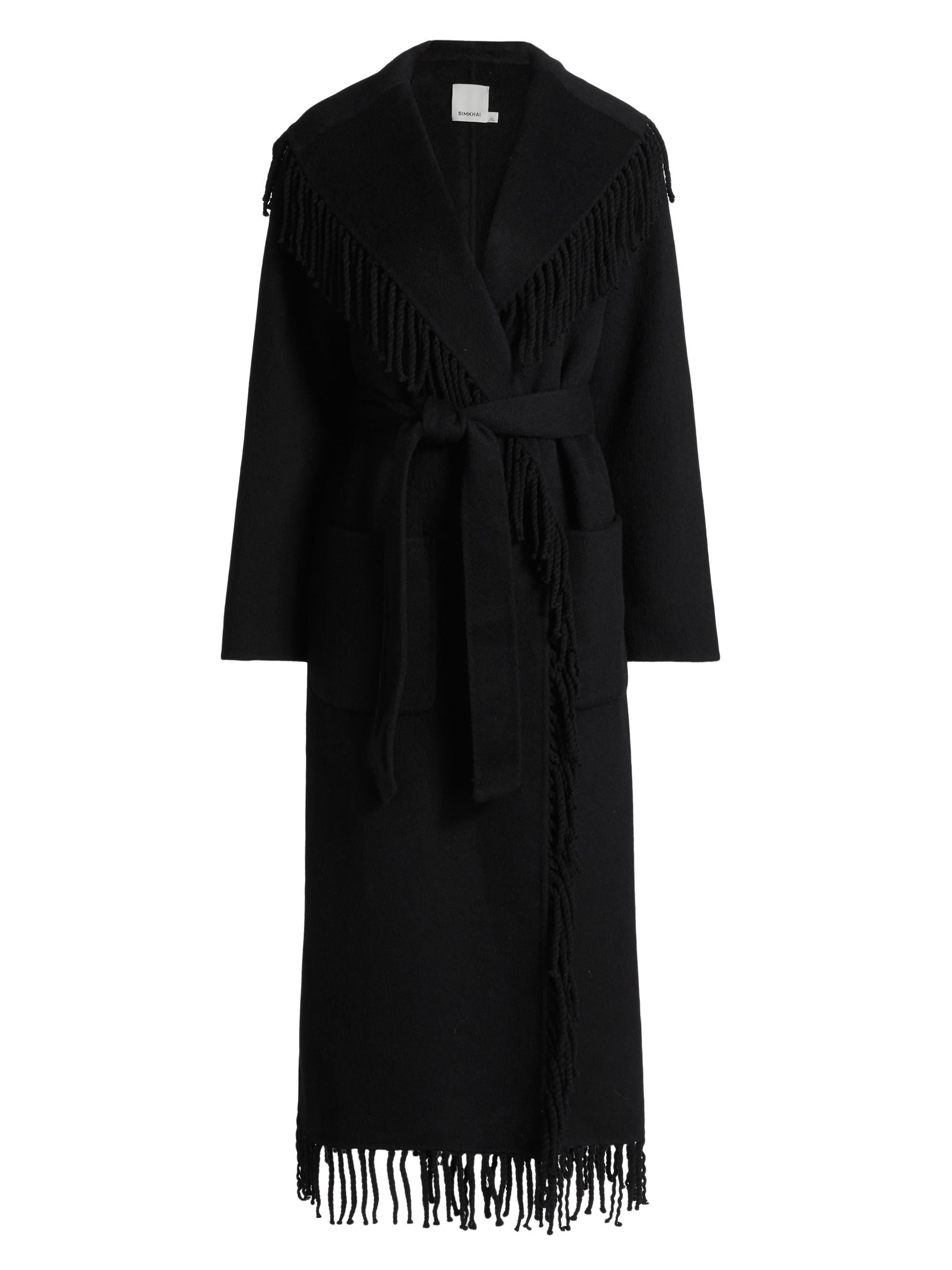 SIMKHAI Carrie Fringed Longline Coat | Saks Fifth Avenue
